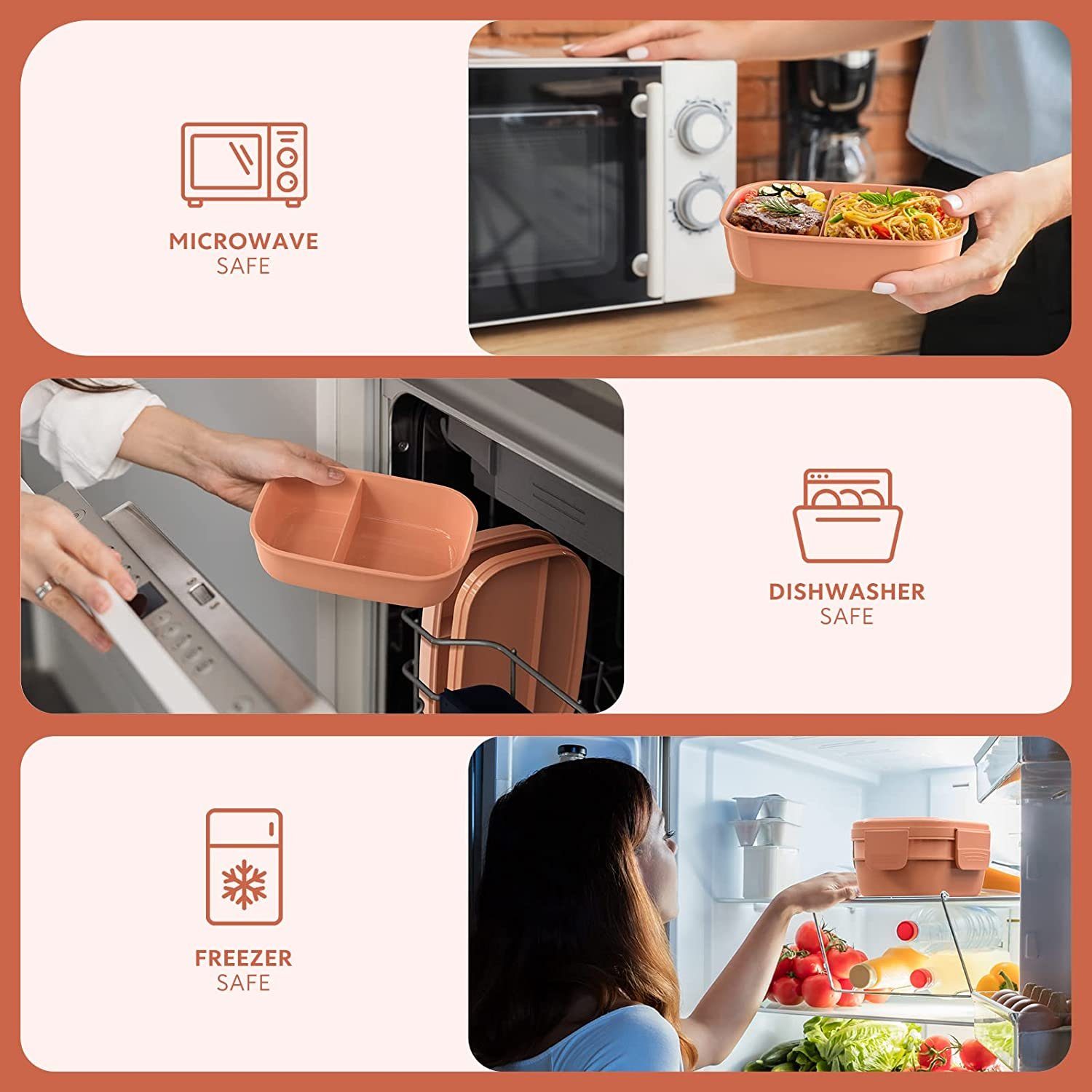 stapelbare für Welikera Lunchbox Lunchbox, Rosa Erwachsene, Bento-Lunchbehälter Bento-Box 3