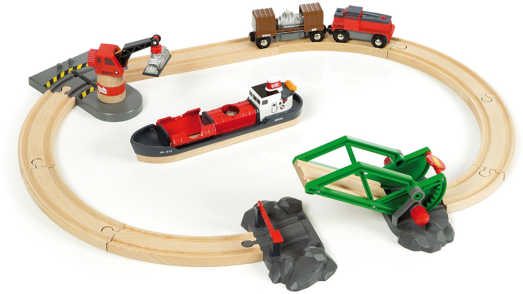 BRIO® Spielzeug-Eisenbahn BRIO® WORLD, Container Hafen Set, (Set), FSC®- schützt Wald - weltweit