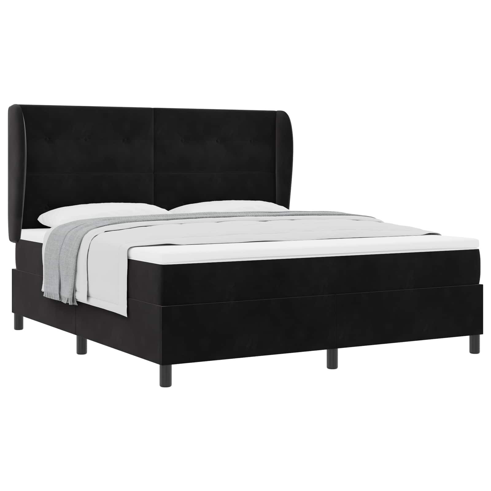 Bett Boxspringbett mit Kopfteil Schwarz 200 x 180 cm Samt