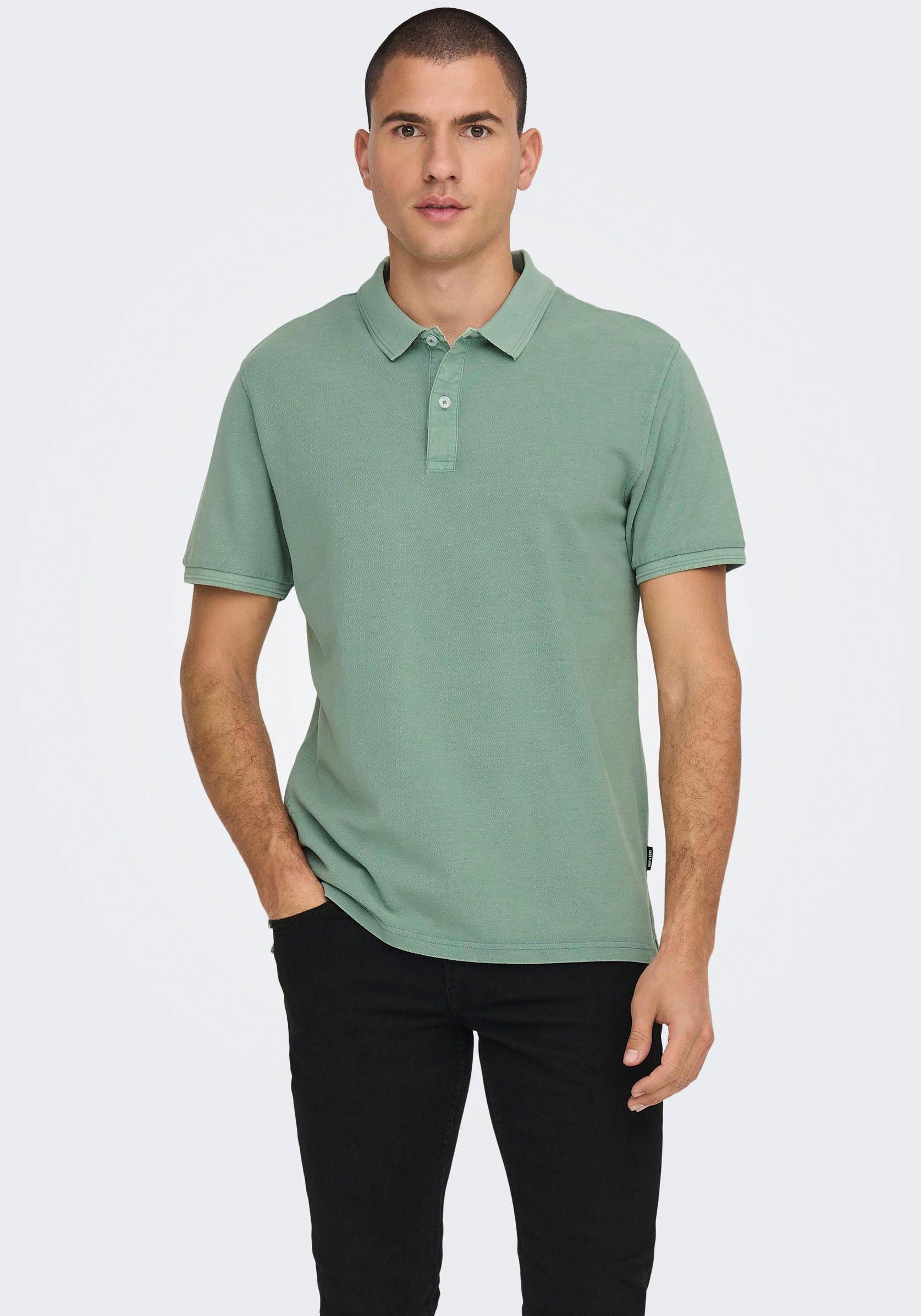 SONS Polo chinois ONLY TRAVIS & green Poloshirt