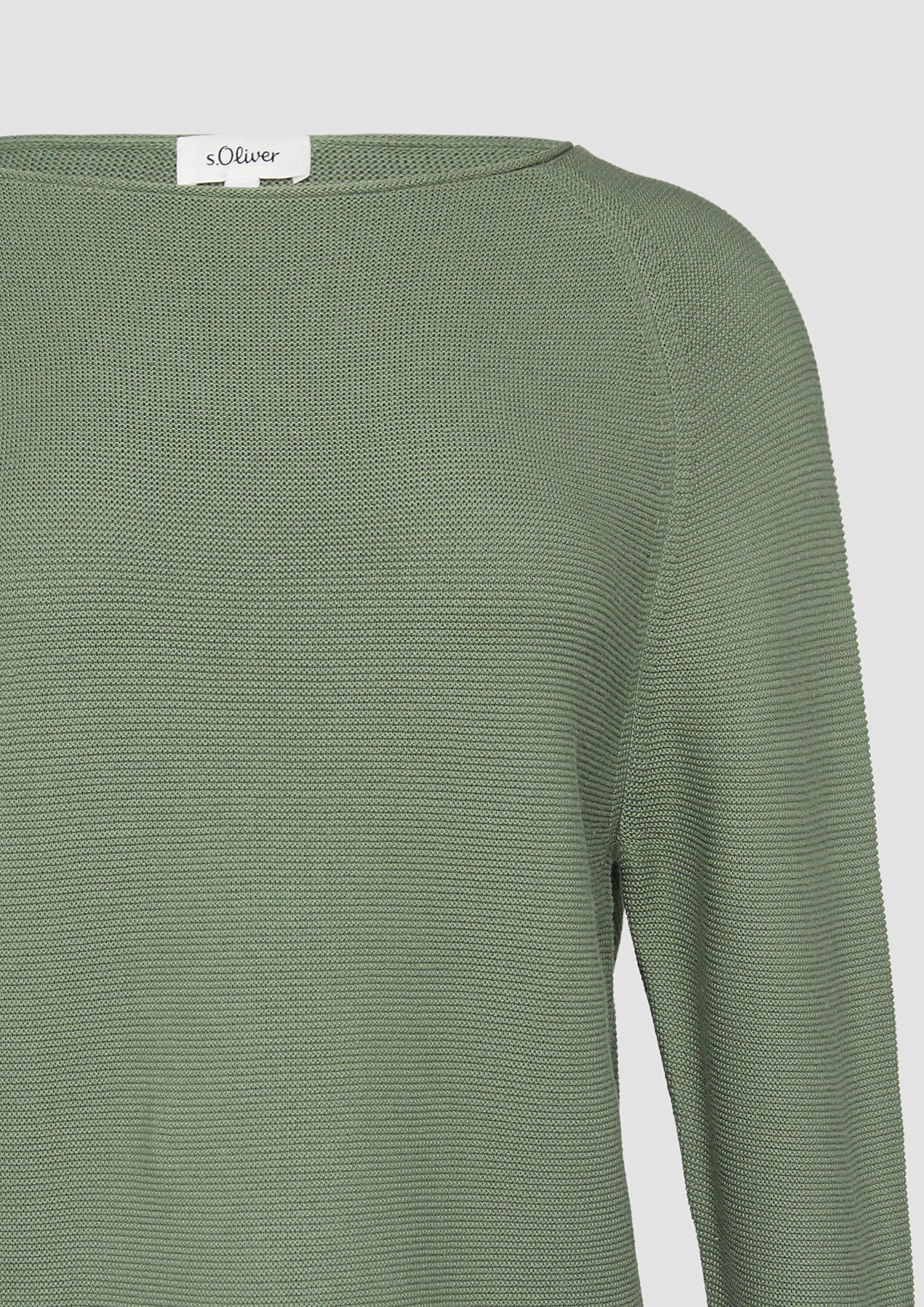 s.Oliver Longpullover Strickpullover Strickpullover mit U-Boot-Ausschnitt und Rollsaum