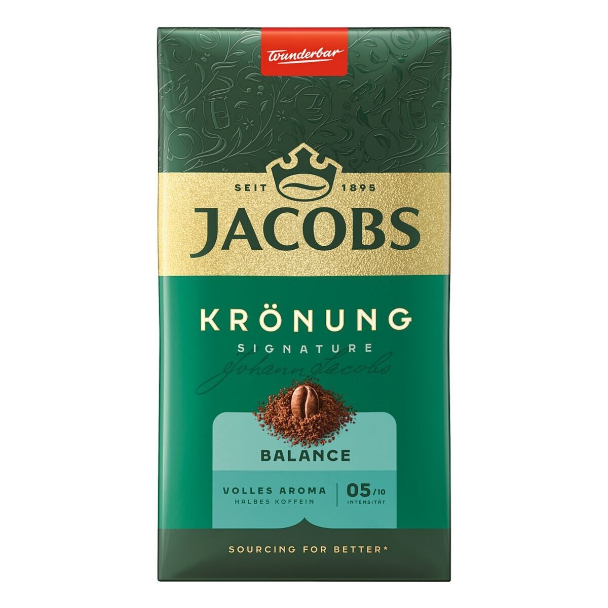 JACOBS Kaffee Krönung Balance, 500 g, gemahlen, zu 50% entkoffeiniert