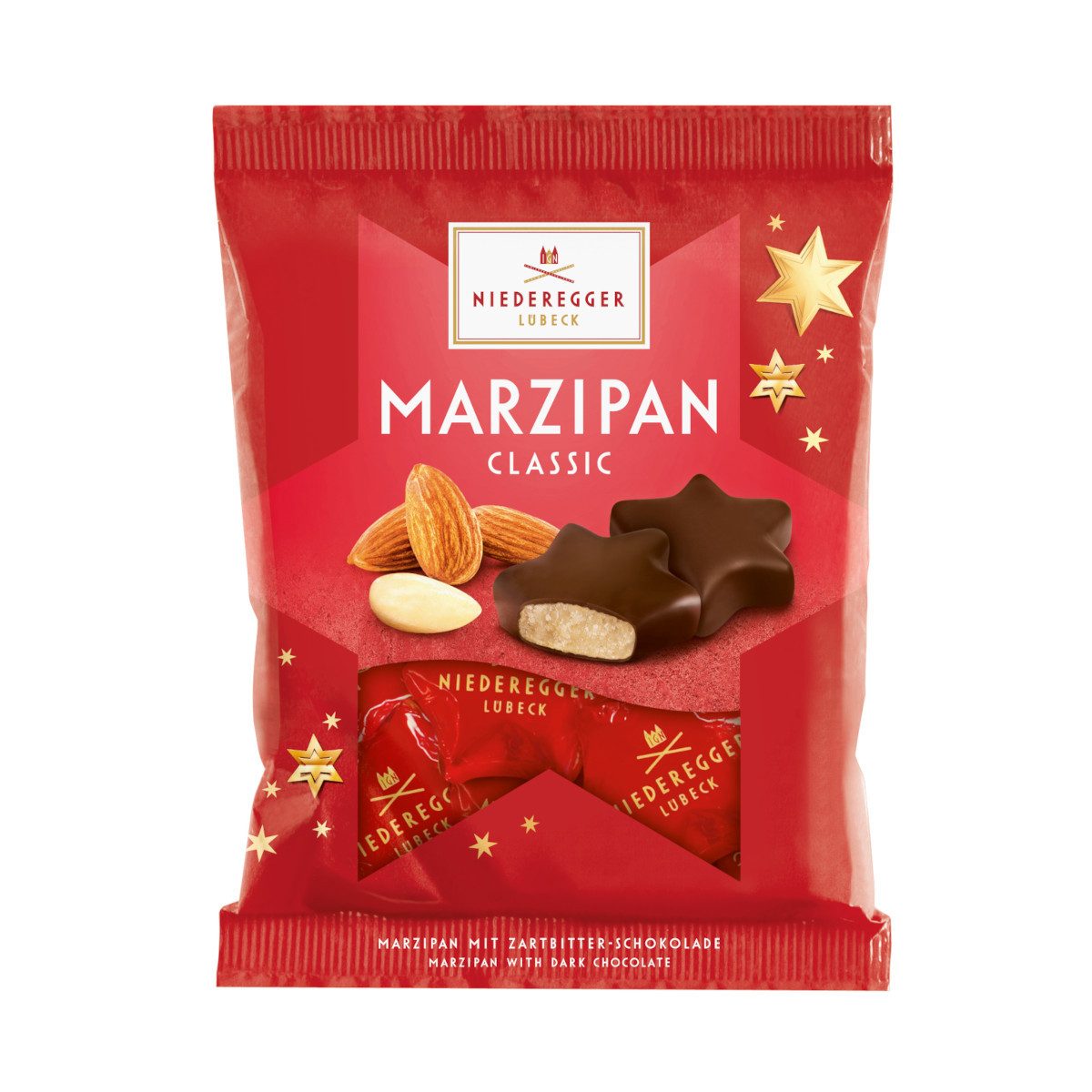Niederegger Schokolade, Niederegger Marzipan Sterne im Beutel Pralinen mit Marzipan 87g