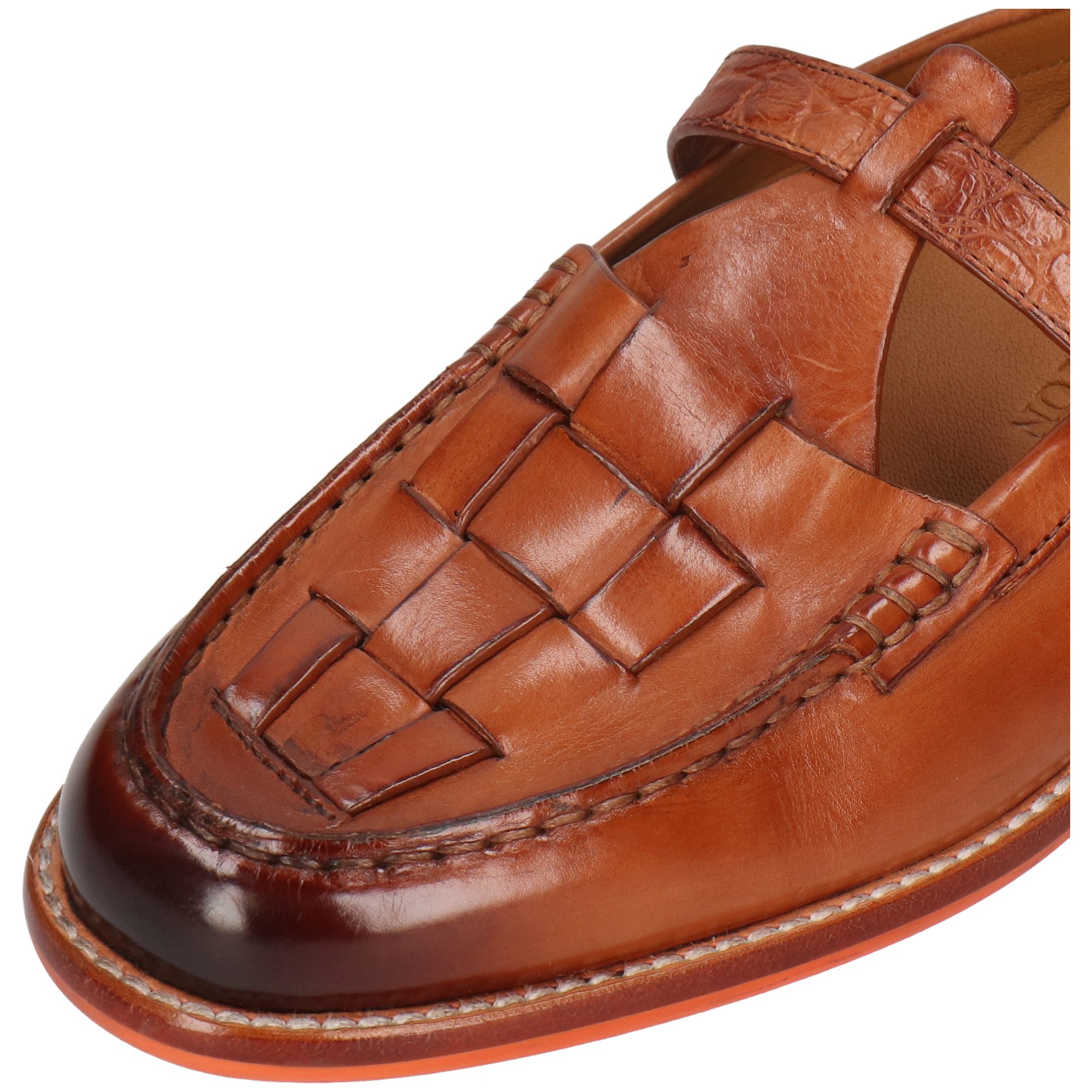 Melvin & Hamilton Gianna 7 Leder-Pantoletten für Damen Pantolette Flache Absätze, Vegetabile Gerbung, Von Hand geflochten