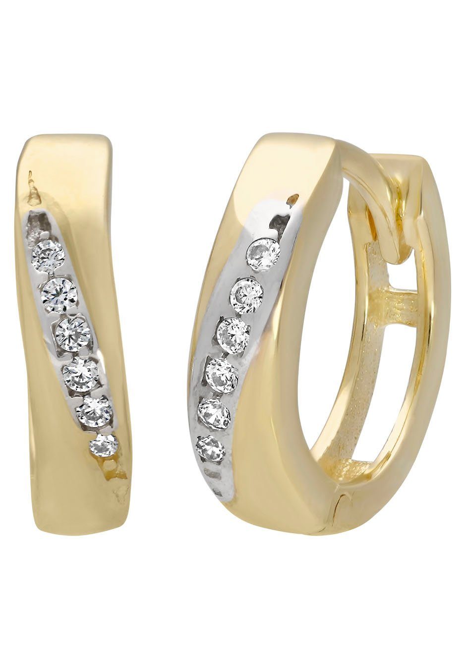 Paar Creolen Schmuck Geschenk Gold 333 Ohrschmuck Gold bicolor glitzernd