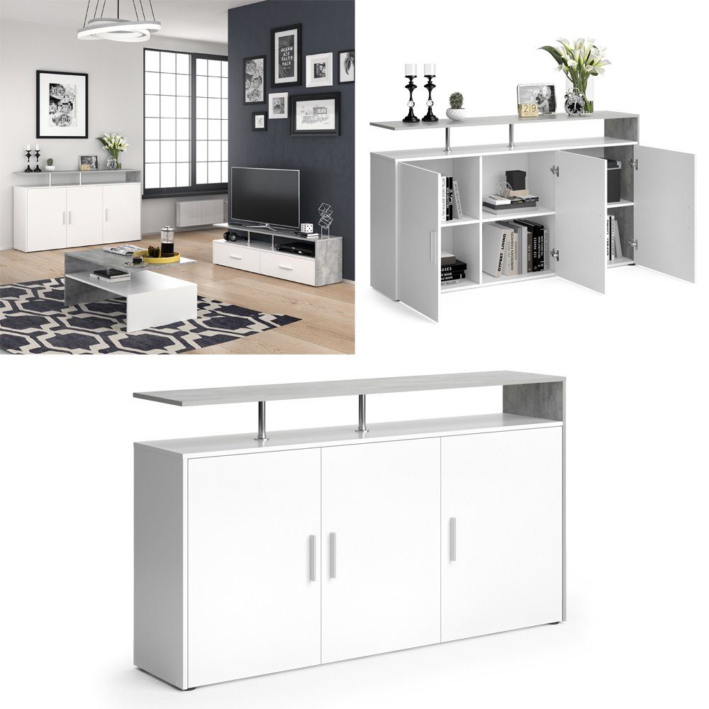 Vicco Highboard Amato, Weiß/Beton, 160 x günstig online kaufen