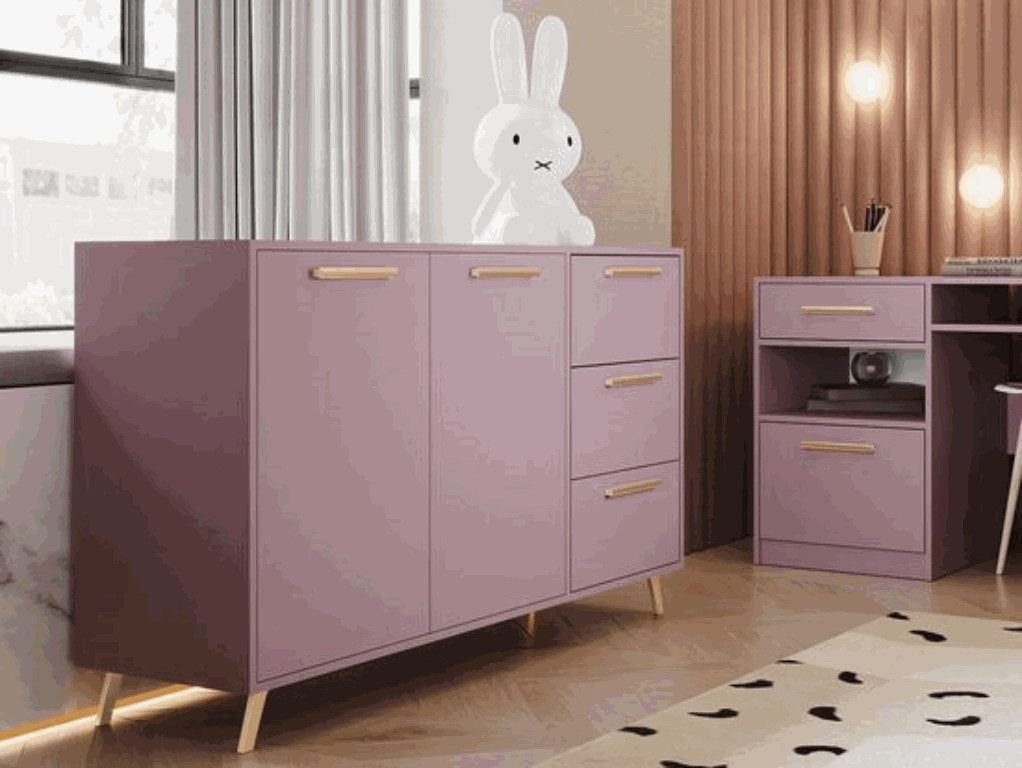 Compleo Kommode ALEX II mit 3 Schubladen und 2 Türen, Glamour design, praktische Kommode