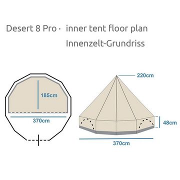 yourGEAR Tipi-Zelt yourGEAR Zelt Desert 8 Pro UV50+ Tipi mit Schlafkabine und Vordach, Personen: 8