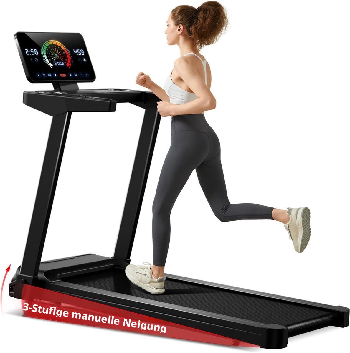 BAYMATE Laufband Für Zuhause Laufbänder (Lauffläche 39.5 x 107 cm – max. 180 kg, Motor 3,0 PS, LED-Bildschirm, Geschwindigkeit 1–14 km/h), mit 15 % Steigung, Elektrisches Laufband