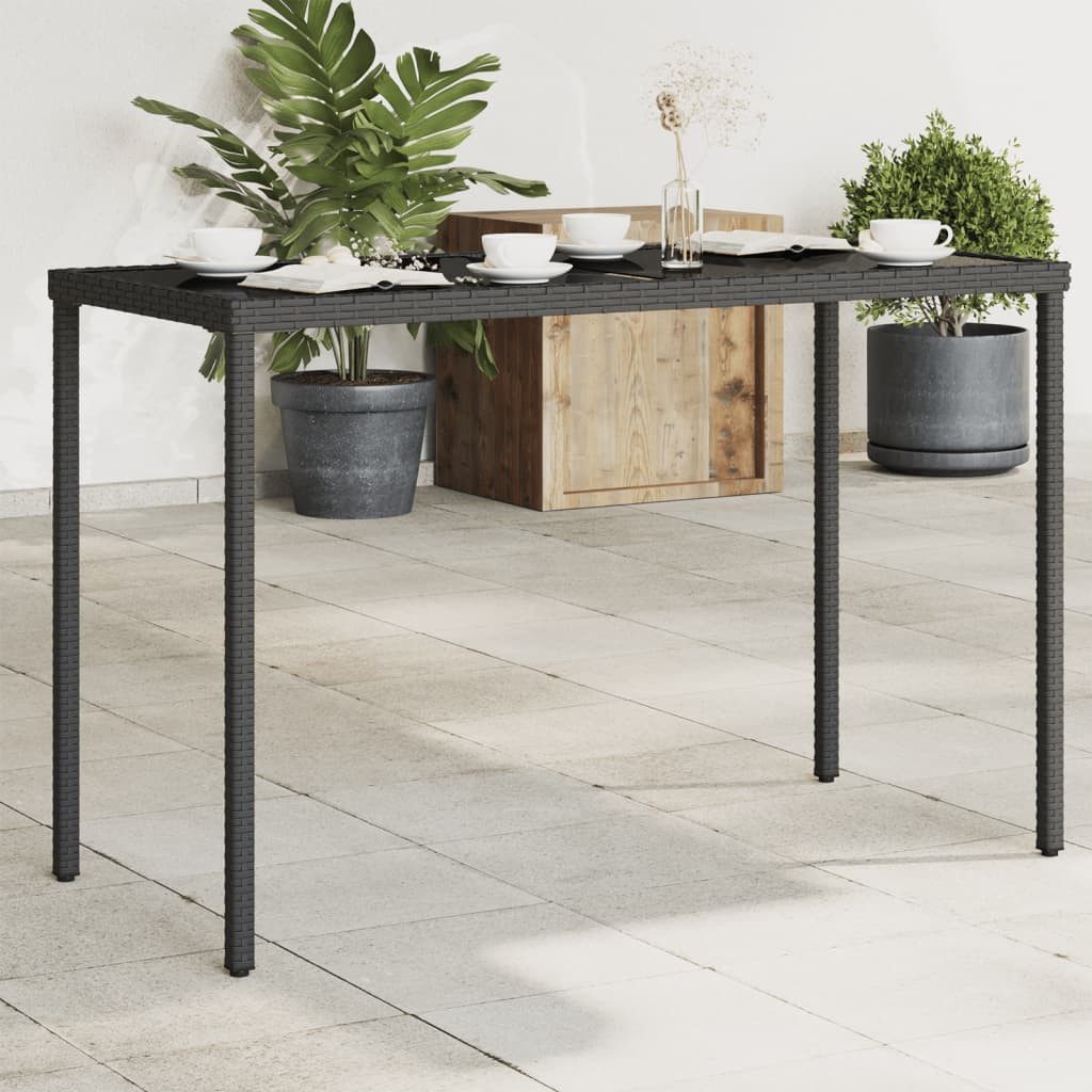 vidaXL Gartentisch Gartentisch mit Glasplatte Schwarz günstig online kaufen