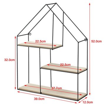 en.casa Wandregal, »Ibex« Deko Regal mit 3 Ablagen hausförmig Metall
