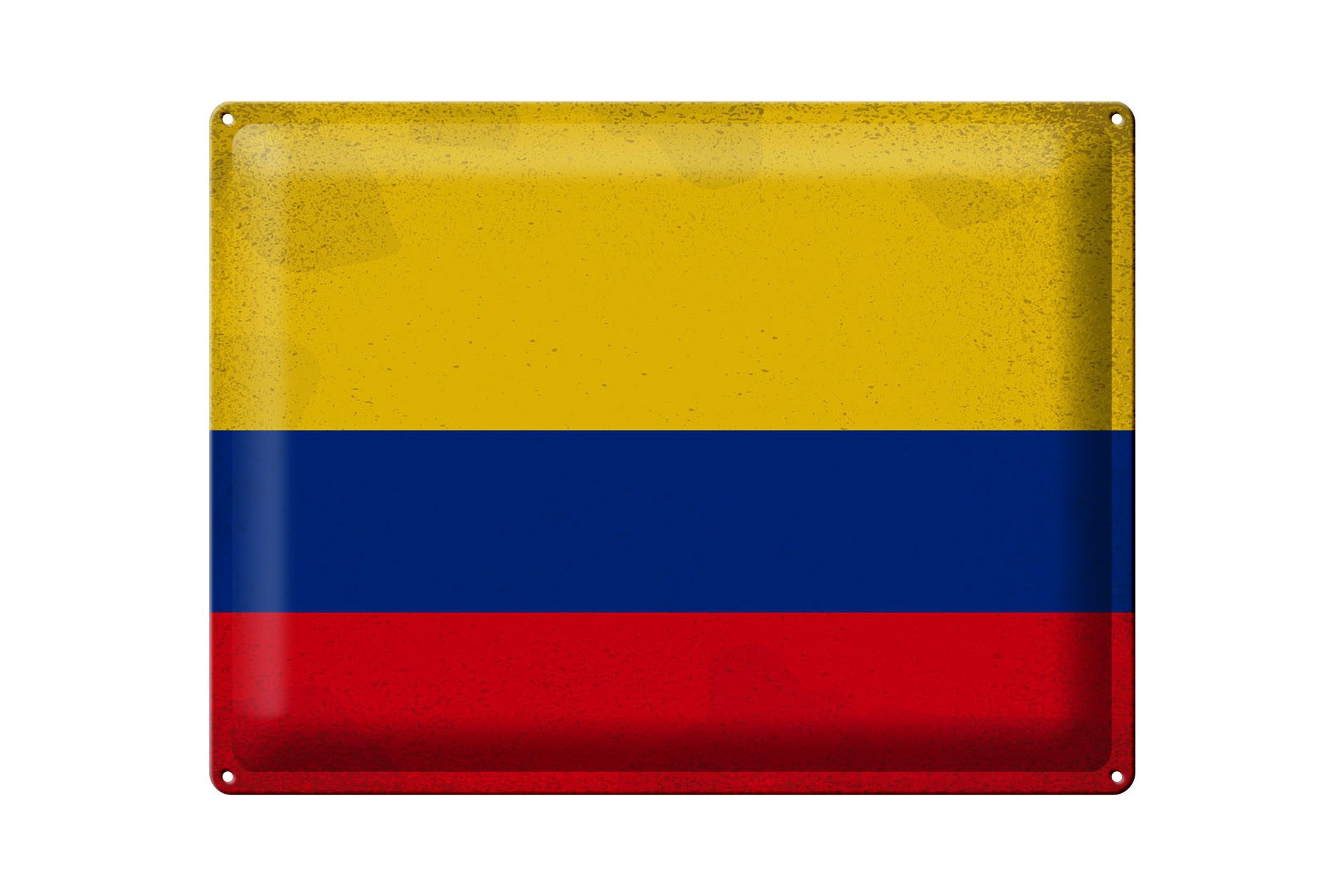 Metallschild Flagge Kolumbien 40x30cm Flag Colombia Vintage