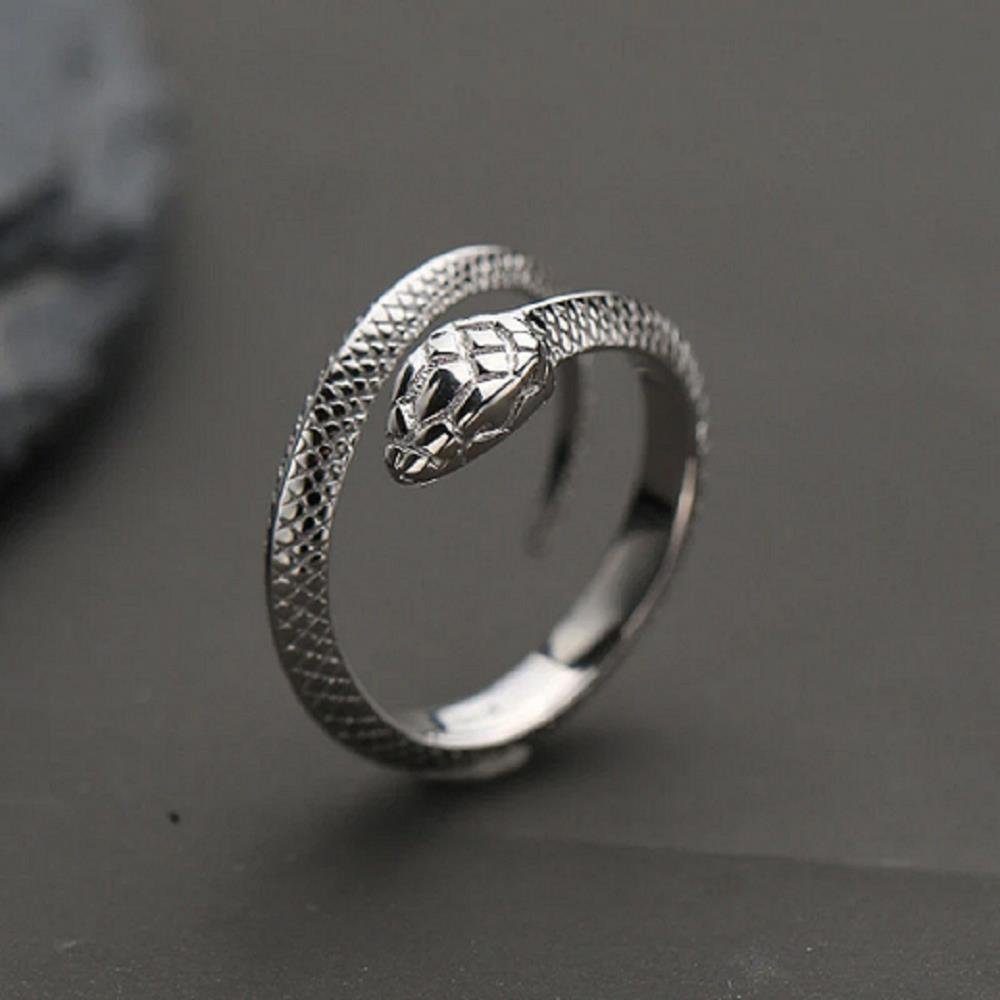 Silber Schlangen Ring, Silberring Silber Sterling Sterling Ring S925, Eyecatcher größenverstellbar, Reptilien