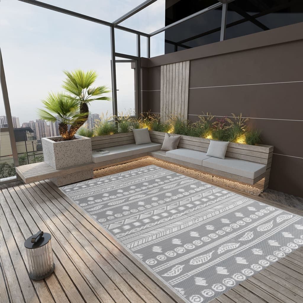 vidaXL Outdoorteppich 190 x 290 cm Teppich Terrasse Camping Outdoor draußen Vorzelt Grau 190, Höhe: 290 mm