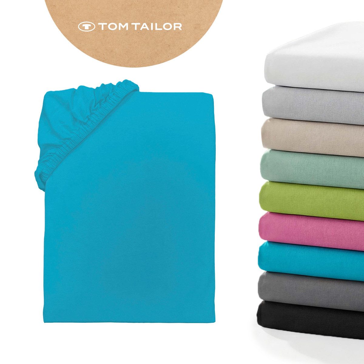 TOM TAILOR HOME Spannbettlaken Tom Tailor Jersey, Jersey, Gummizug: rundum, (1 Stück), ab Größe 90x200 cm, Laken in hochwertiger Jersey Qualität