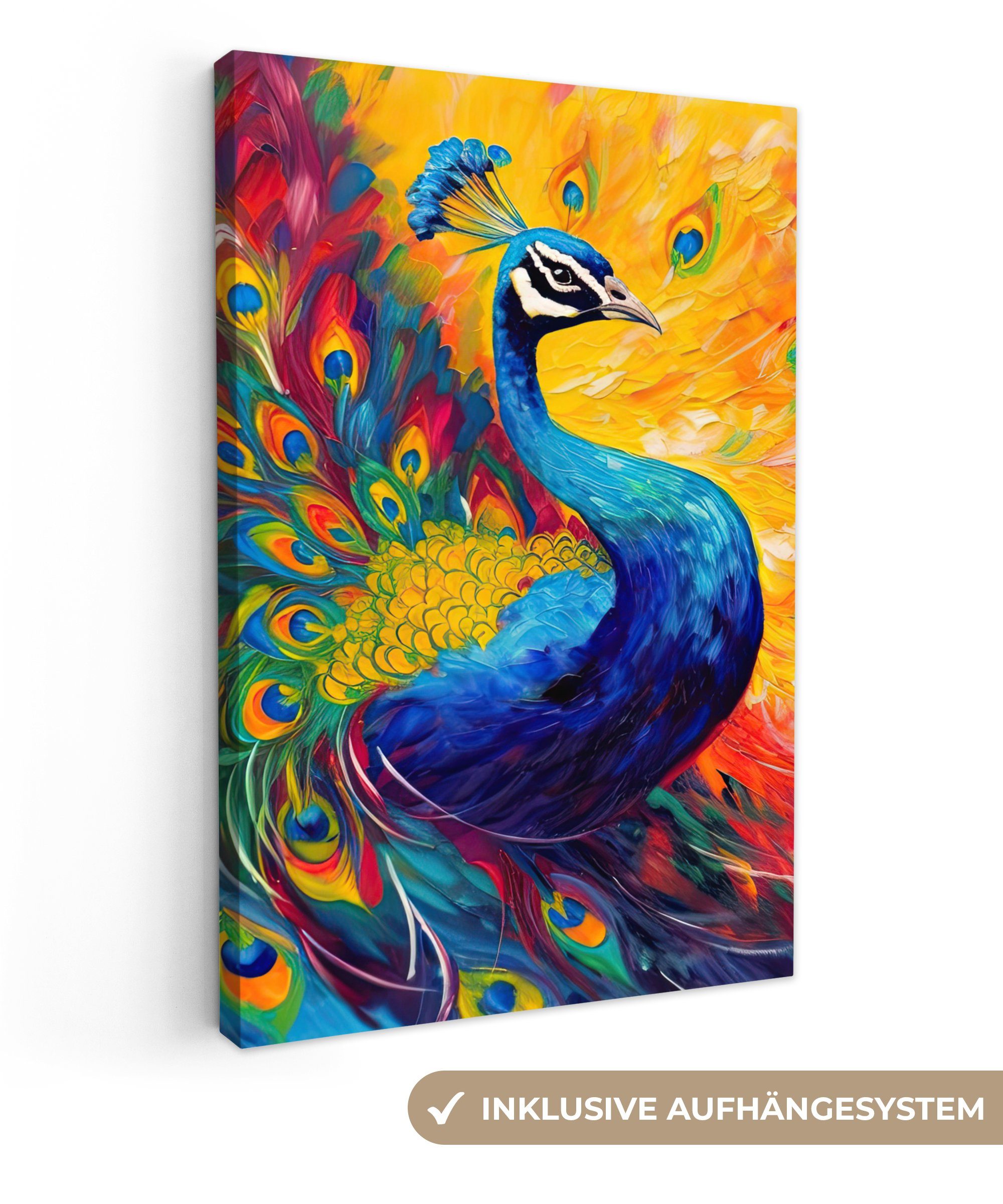 OneMillionCanvasses® Leinwandbild Pfau - Kunst - günstig online kaufen