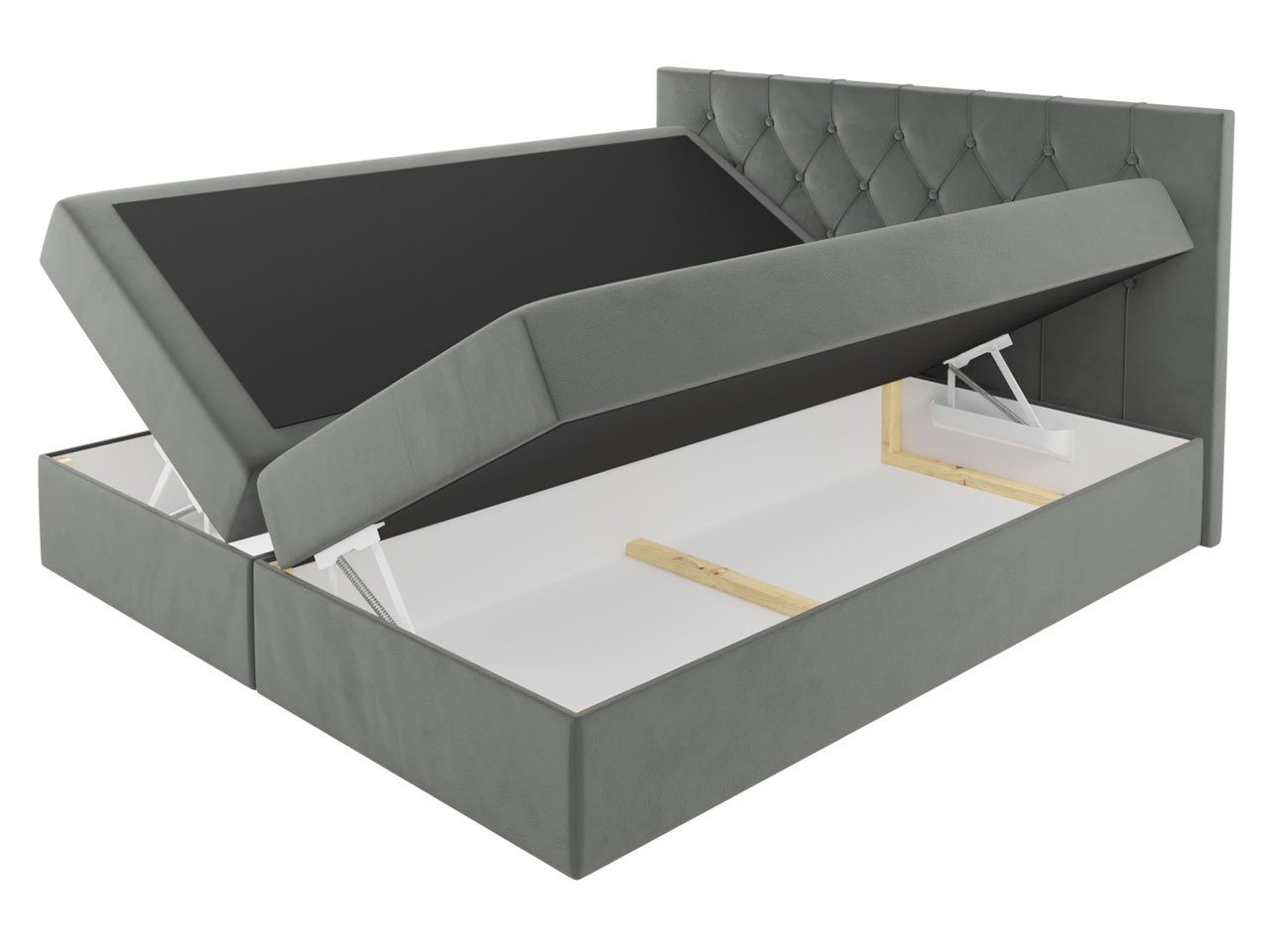 MIRJAN24 Boxspringbett Sky (Matratze und Topper, Polsterkopfteil), Doppelbett mit 2 Bettkästen, Bettgestell