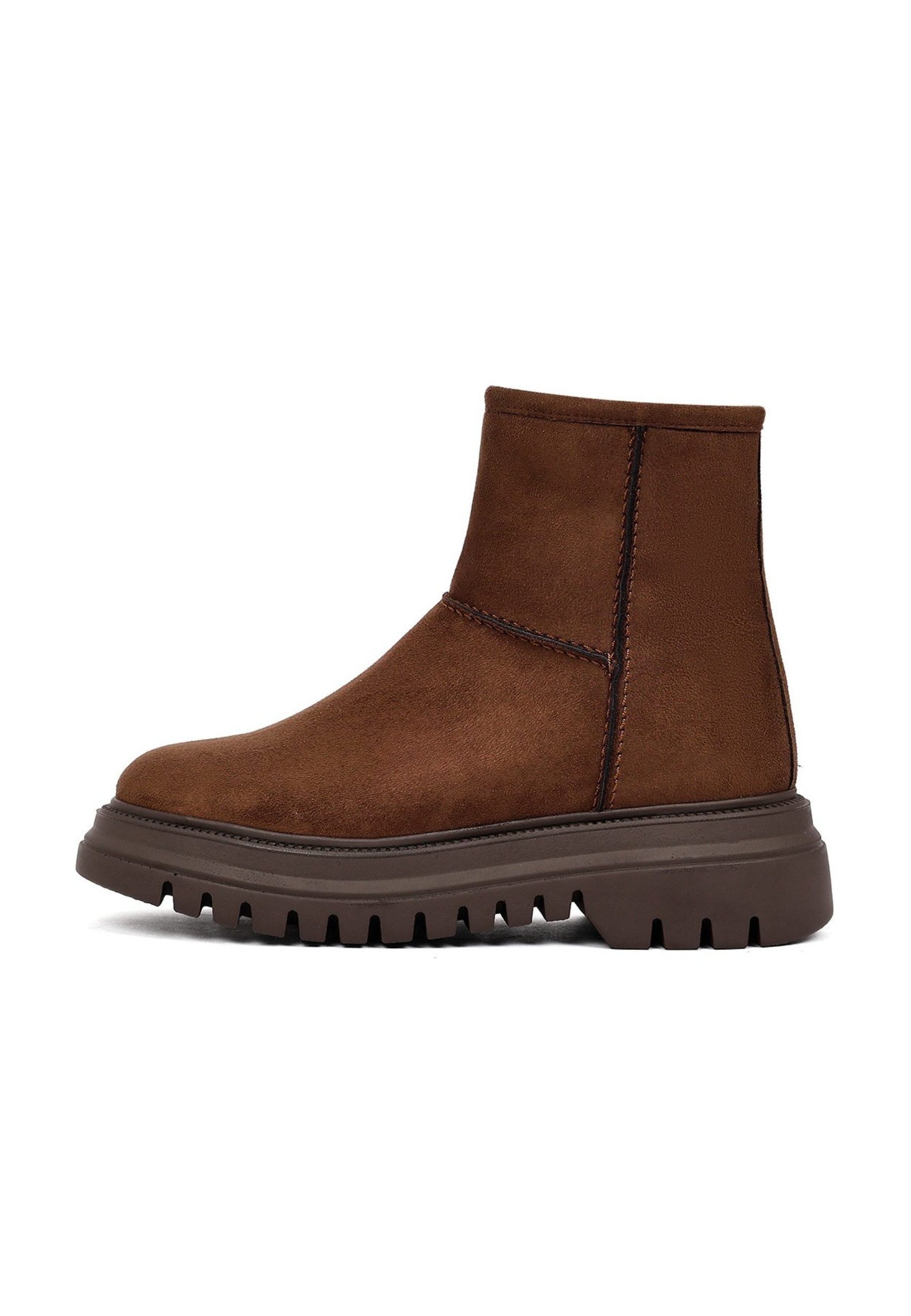 Derimod Stiefeletten aus Kunstvelours Ankleboots Kunstfellfutter, Thermosohle, Absatz 2 cm