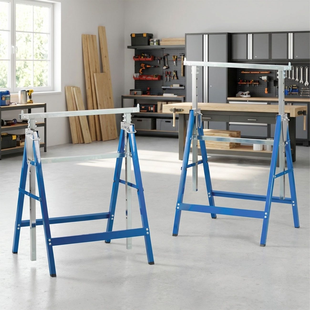 Jürgen Westerholt GmbH Klappbock 2er Set Klappböcke bis 200kg 800-1300mm Arbeitsbock Höhenverstellbar, (2-St., 2er-Set), 7-fach arretierbar von 80,0 cm bis 130,0 cm