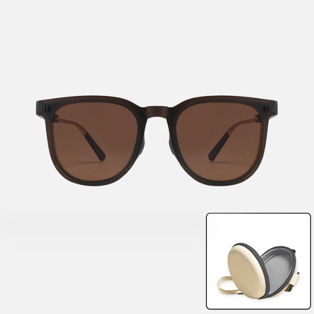 AUzzO~ Sonnenbrille Polarisiert Retro Vintage Outdoor UV-Schutz mit Brillenetui Modelle für Männer und Frauen zusammenklappbar braun