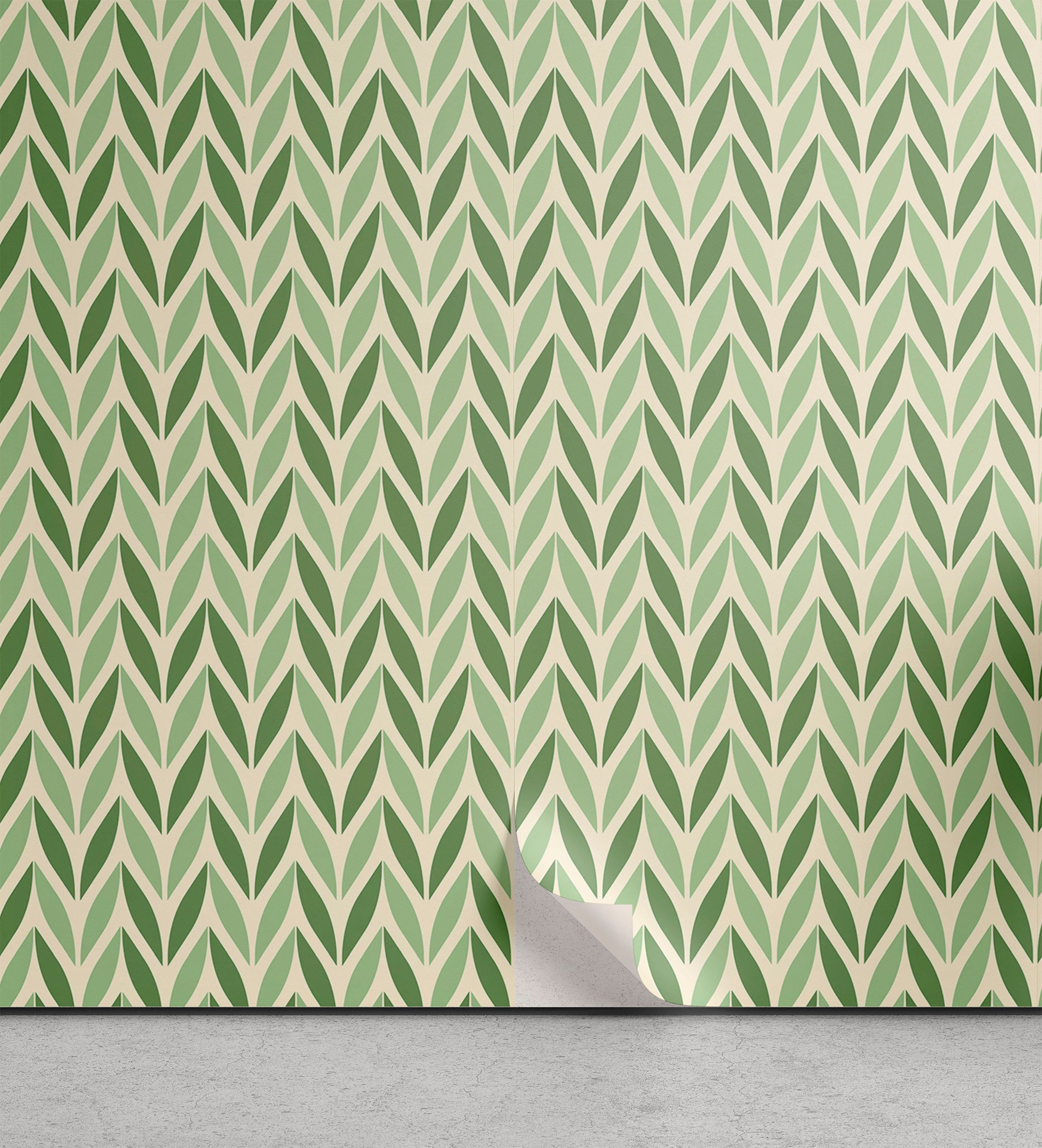 Abakuhaus Vinyltapete selbstklebendes Wohnzimmer Küchenakzent, Botanisch symmetrische Grün