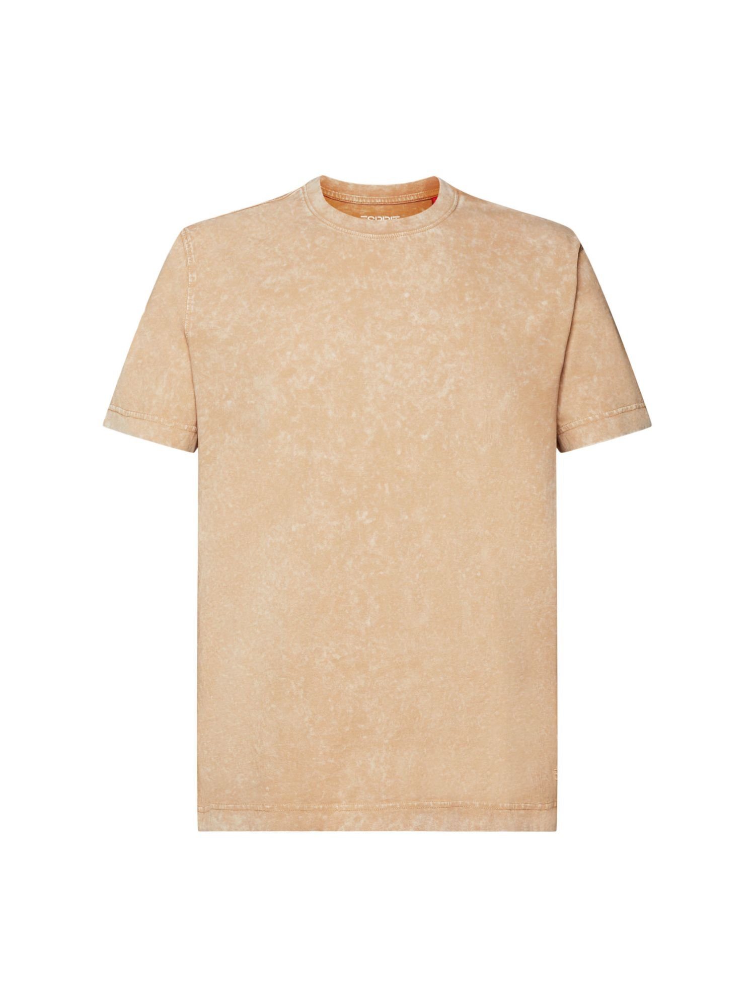 Esprit T-Shirt Stonewash-Effekt, 100 % (1-tlg) mit Baumwolle BEIGE T-Shirt