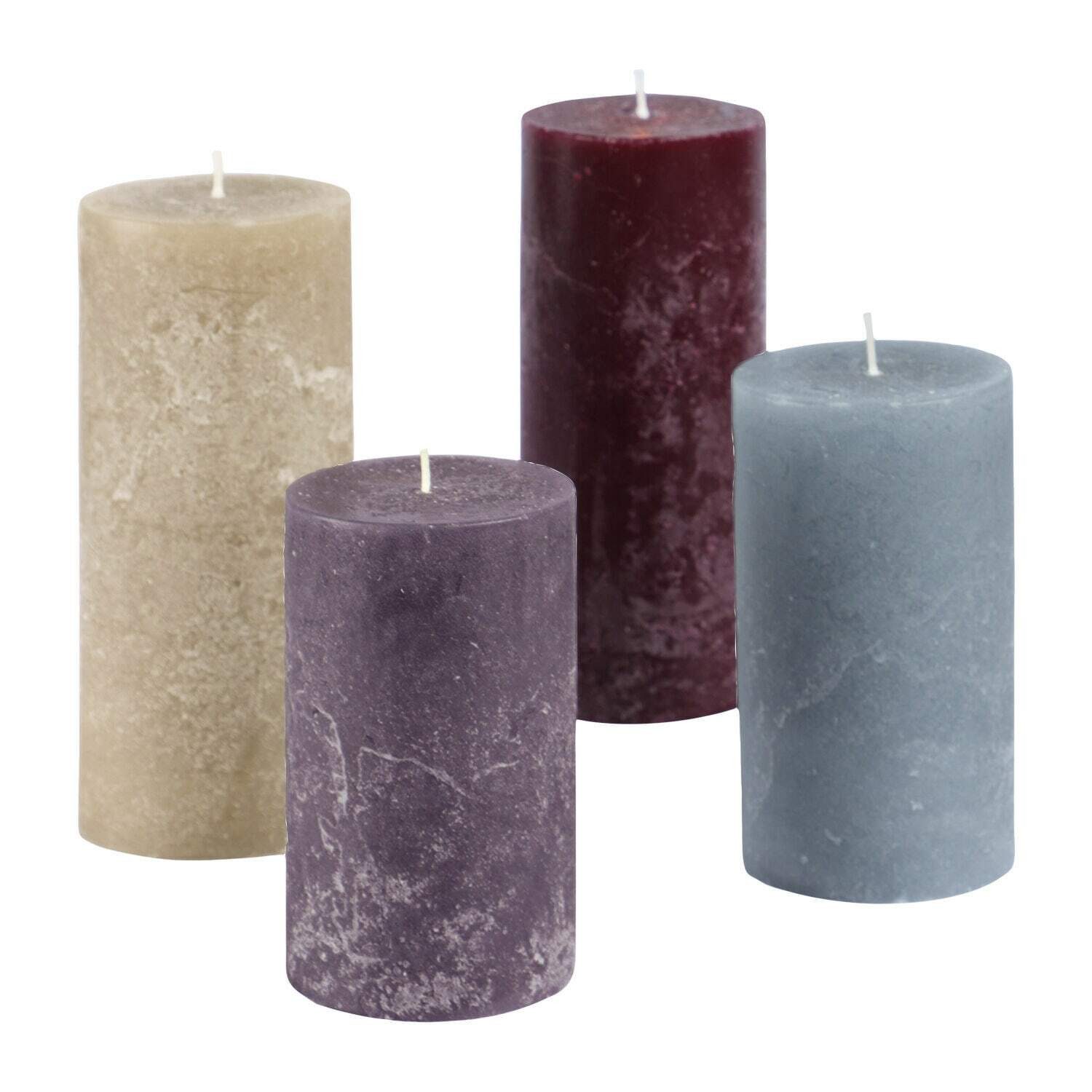 Mirabeau Stumpenkerze Kerze 4er Set Berekua grau/taupe/lila (4er Set, 4er Set), none