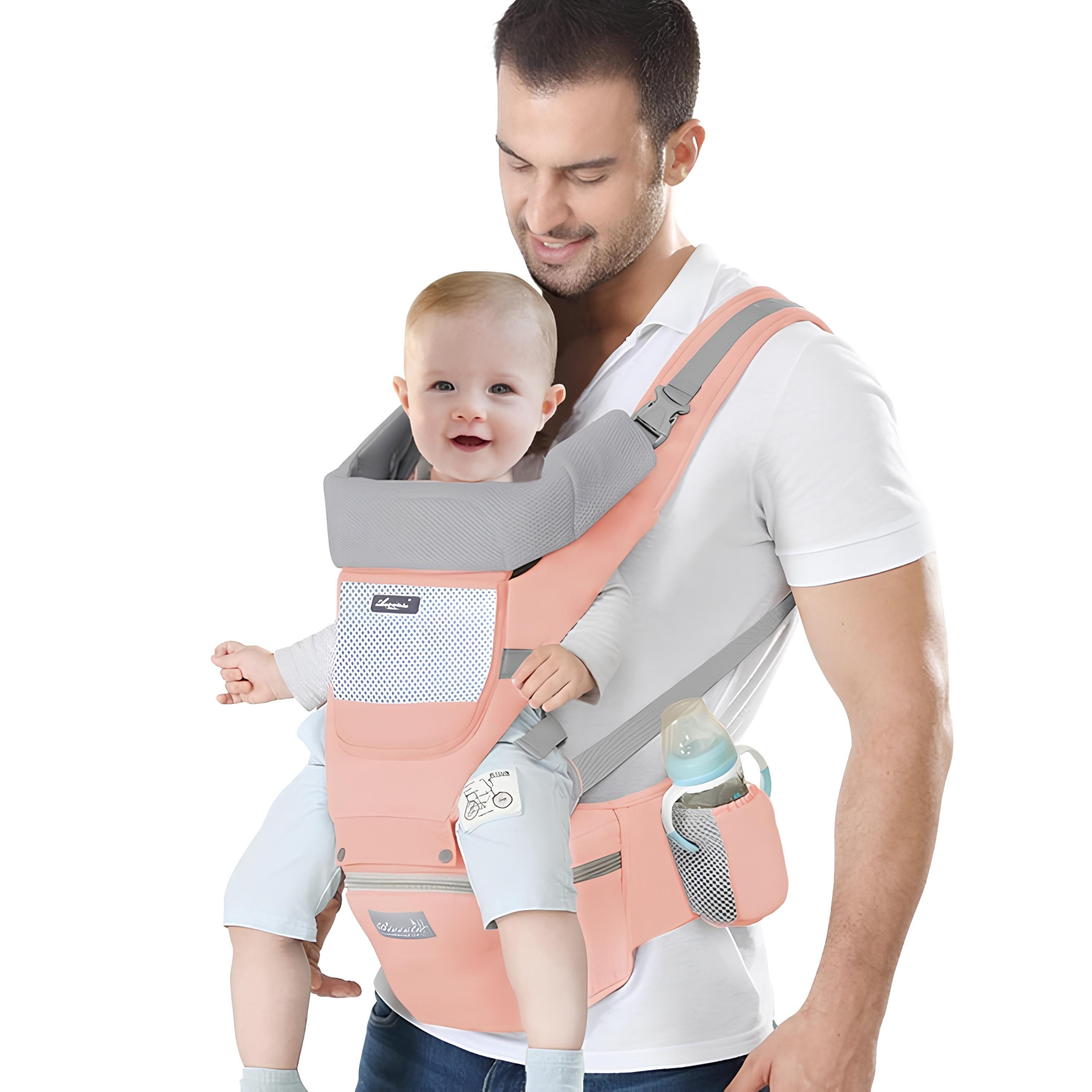 Athlix Bauchtrage Babytrage mit abnehmbarem Hüftsitz atmungsaktiv Komfort, 3-36 Monate, 3-20 kg, Atmungsaktive reine Baumwolle, Komforttrage