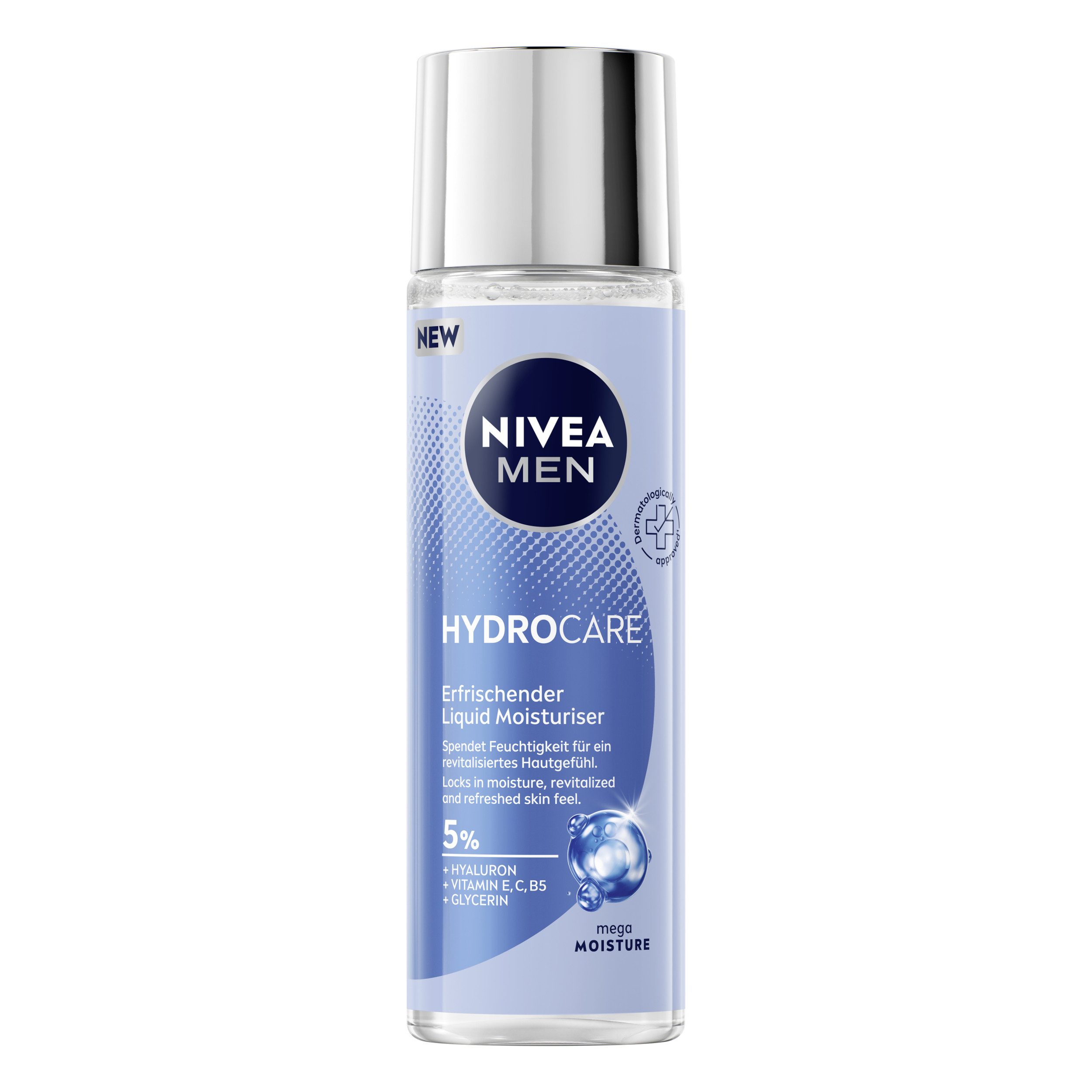 Nivea Men Gesichtsfluid HydroCare Erfrischender Liquid Moisturiser 100 ml, 1-tlg., HYALURON + VITAMIN E, C, B5 + GLYCERIN
