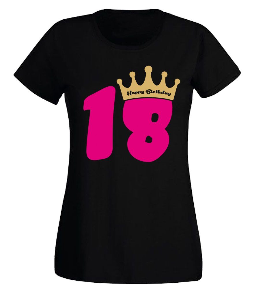 T-Shirt 18 – Happy Birtday – mit Krone