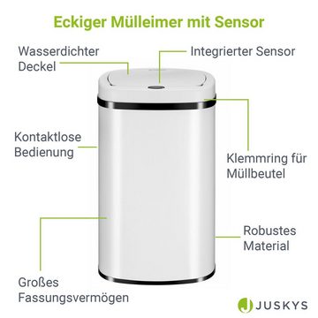 Juskys Mülleimer, 60 L, rostfrei, intelligenter Sensor, batteriebetrieben, geräuscharm
