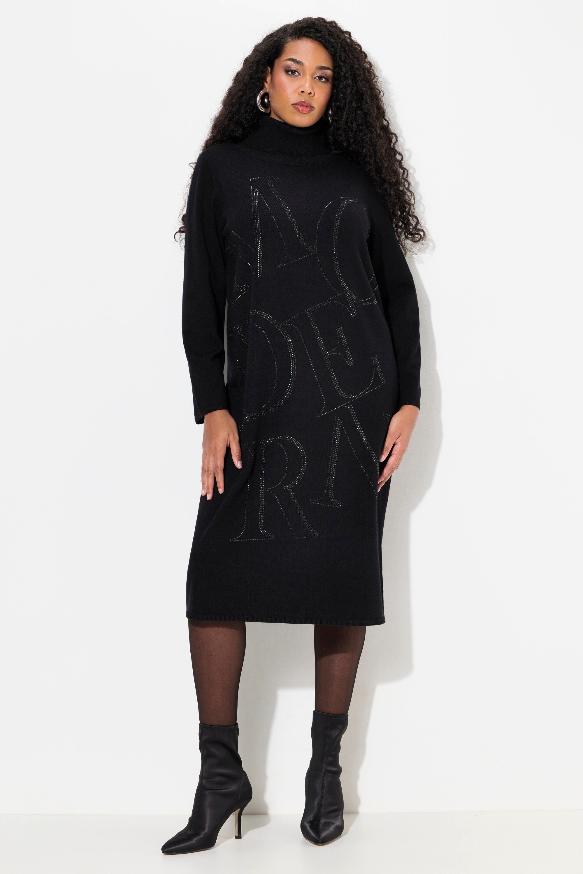 Ulla Popken Minikleid Strickkleid Buchstaben Stehkragen günstig online kaufen