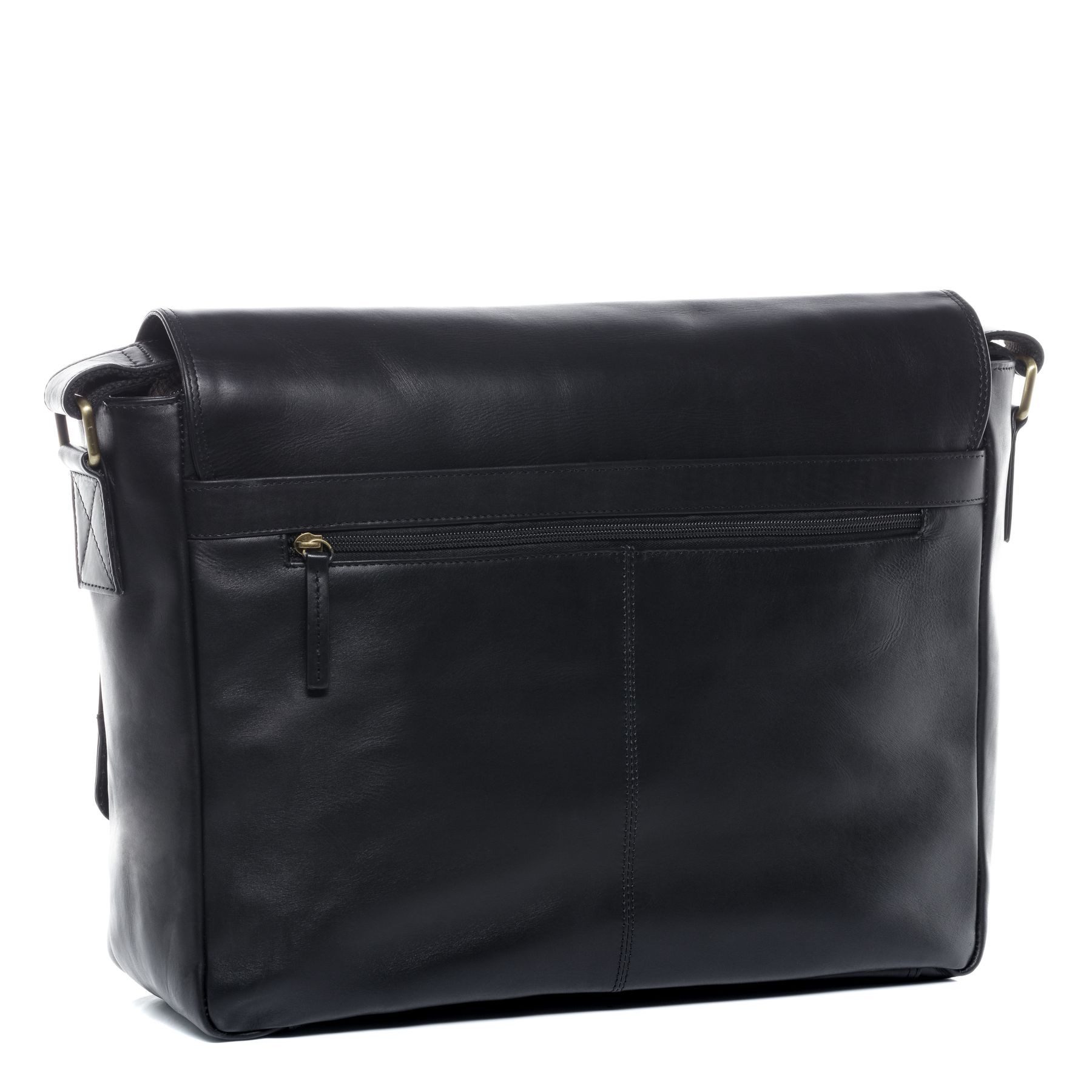 SID & VAIN Messenger Bag SPENCER XL groß Laptop-Tasche 15 Zoll echt Leder, Umhaengetasche Laptop Fach Herren Damen Schultertasche schwarz