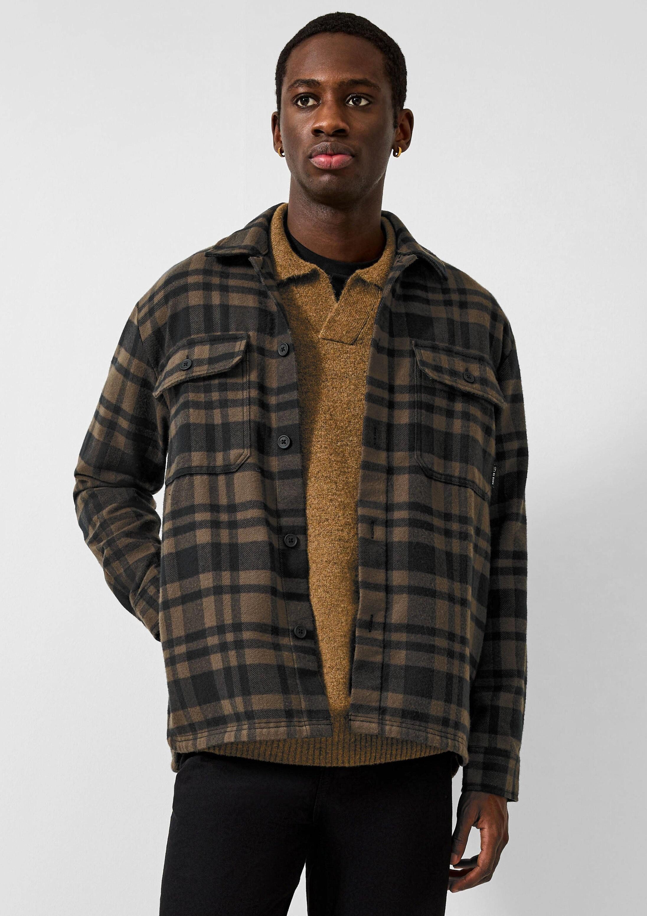 QS Langarmhemd Hemd Kariertes Overshirt