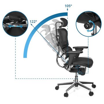 hjh OFFICE Drehstuhl Luxus Chefsessel ERGOHUMAN BASE ONE Netzstoff (1 St), Bürostuhl ergonomisch