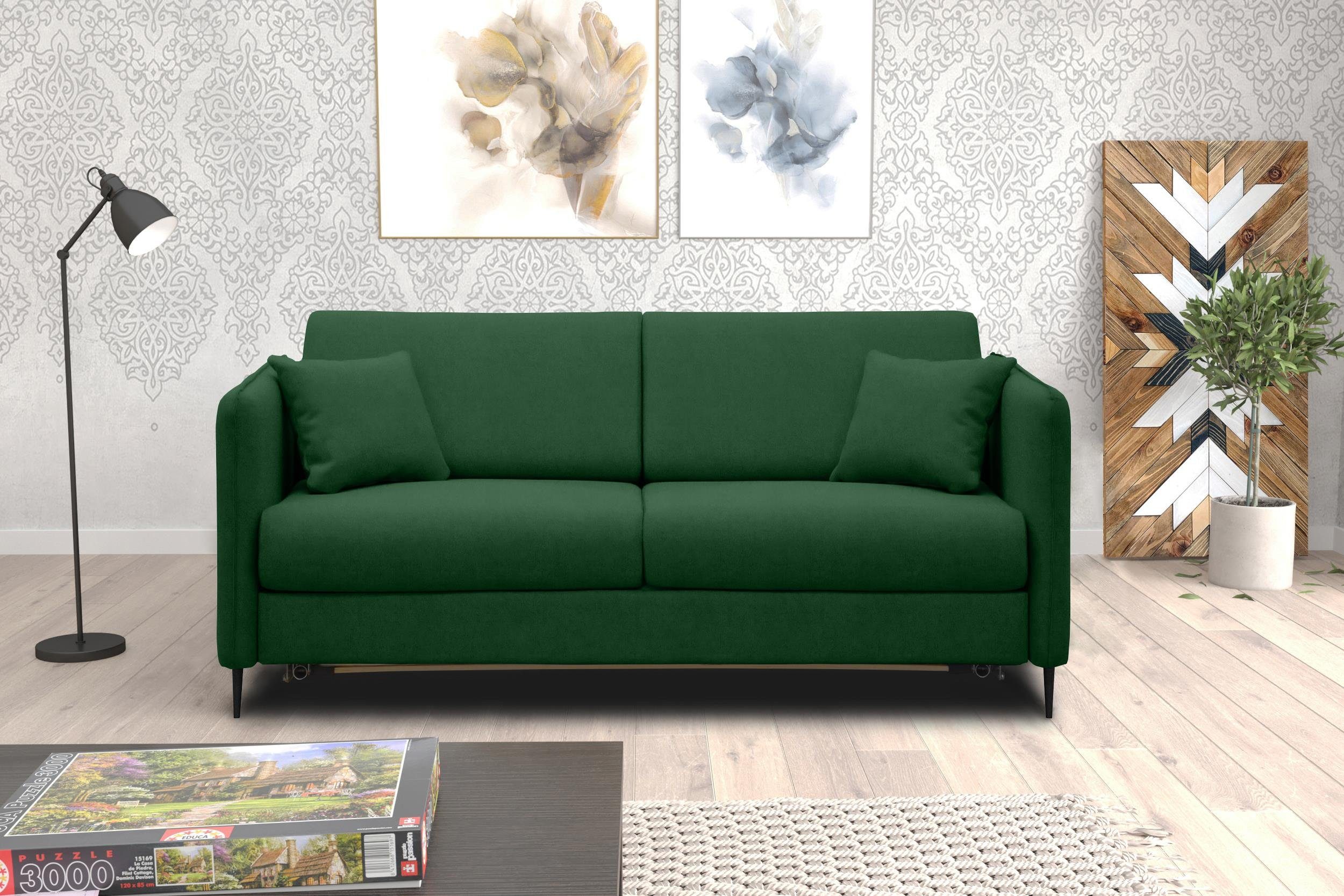 Stylefy 3-Sitzer Arnold, Sofa, 2-Sitzer, mit Bettfunktion, frei im Raum stellbar, Modern Design, Metall | Einzelsofas