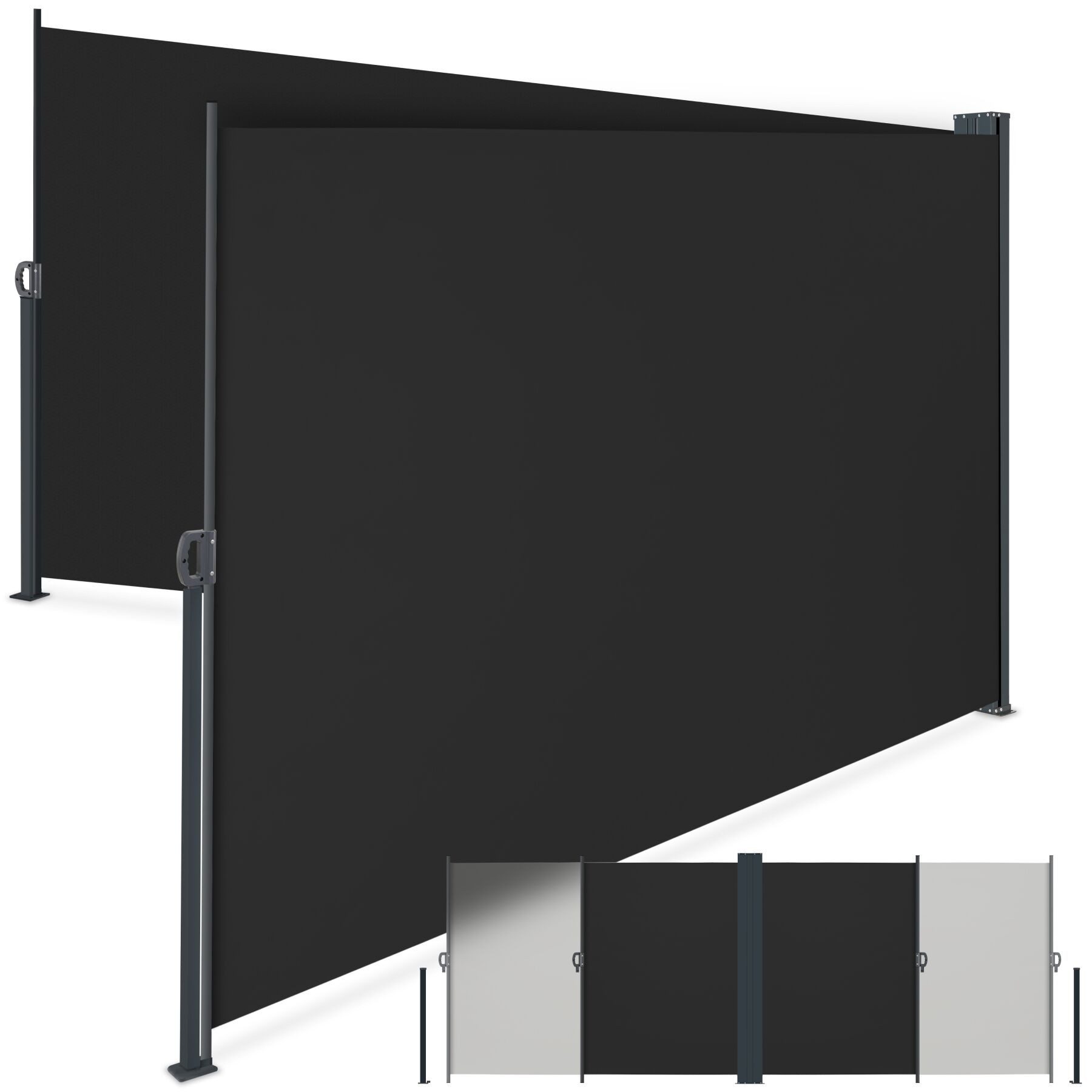 Seitenarmmarkise Doppel-Seitenmarkise, ausziehbar, mit Aufrollmechanismus, 180 x 600