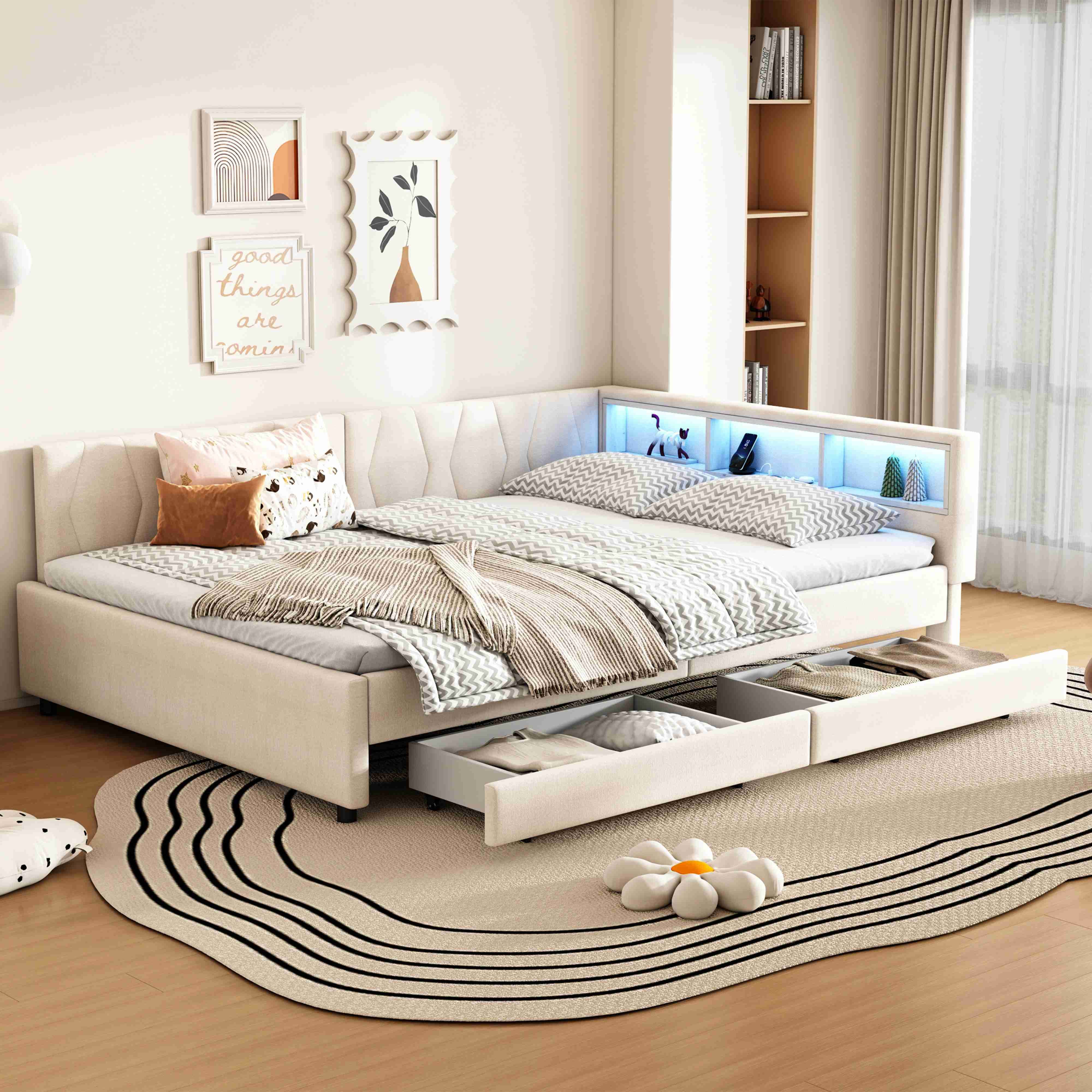 BlingBin Daybett Tagesbett (1 tlg), 90/140x200 cm mit LED, USB & Stauraum, günstig online kaufen