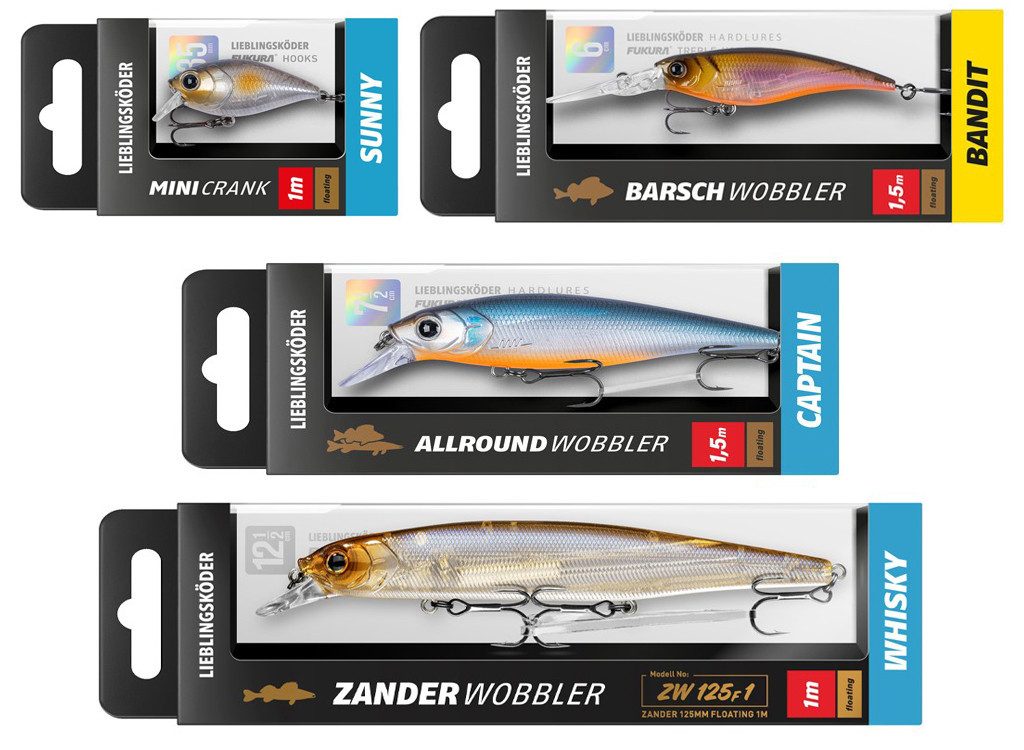 Lieblingsköder Kunstköder Lieblingsköder Wobbler Set - Klares Wasser 3, (Wobblerset, 4-St. Klares Wasser 3), Effektiver Lauf, Exzellente Verarbeitung