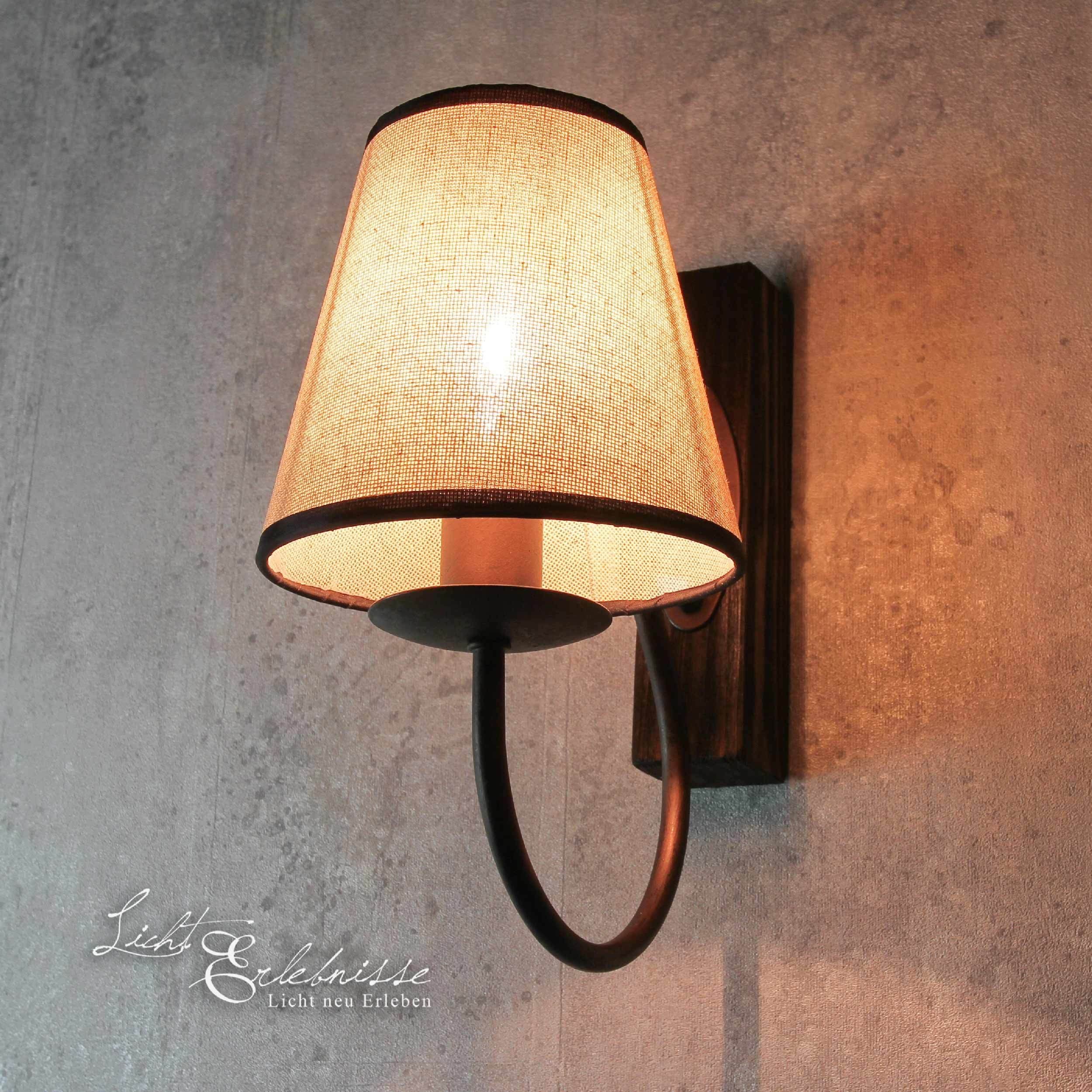 Licht-Erlebnisse Wandleuchte »CARIN Wandleuchte Stoffschirm Braun Beige