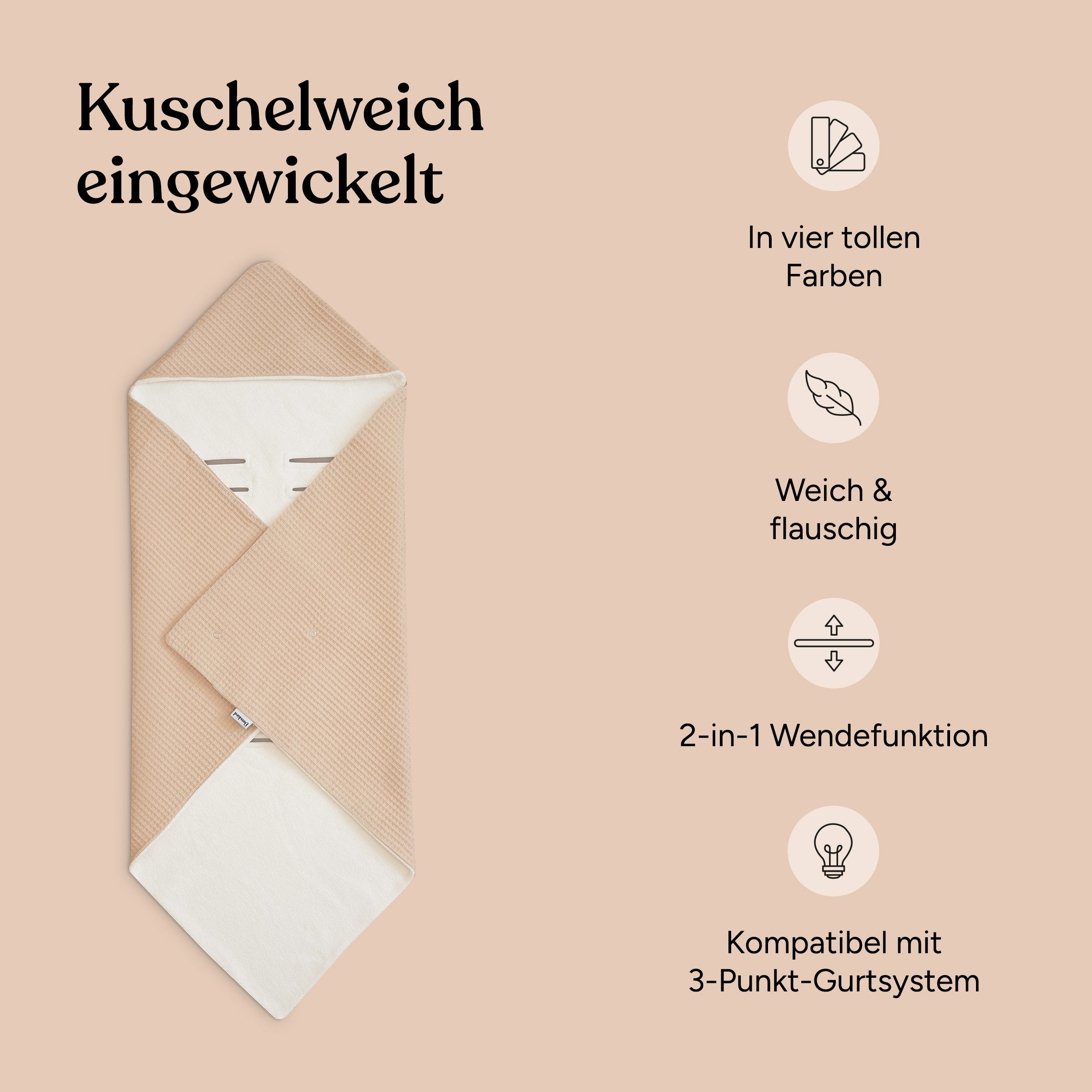 Einschlagdecke Babyschale, Babydecke für Kindersitz oder Kinderwagen, Ehrenkind, kuschelige Decke für Babys, Für das ganze Jahr