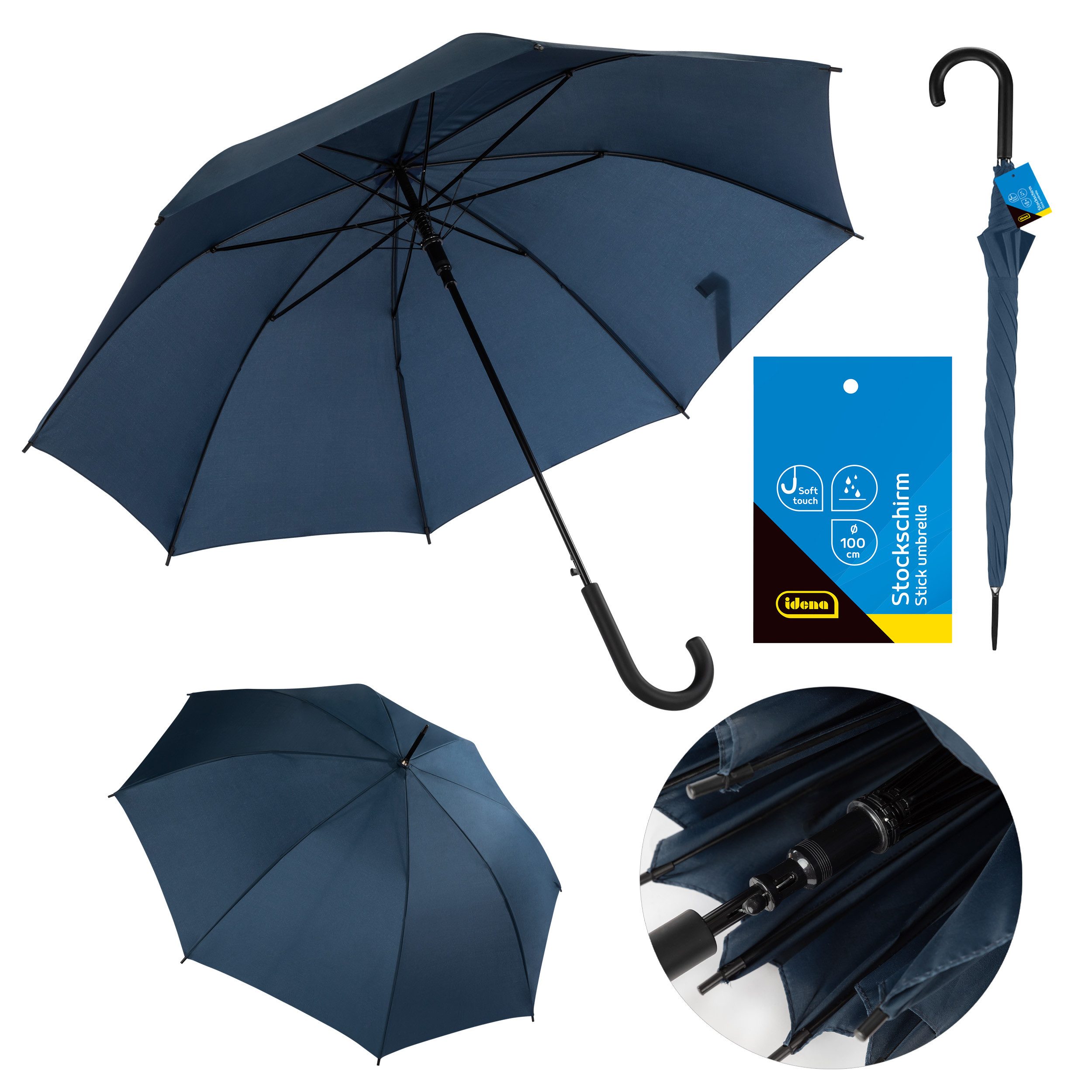Stockregenschirm Stockschirm "Soft-Touch-Designgriff" / Regenschirm / Ø100x88cm / Farbe