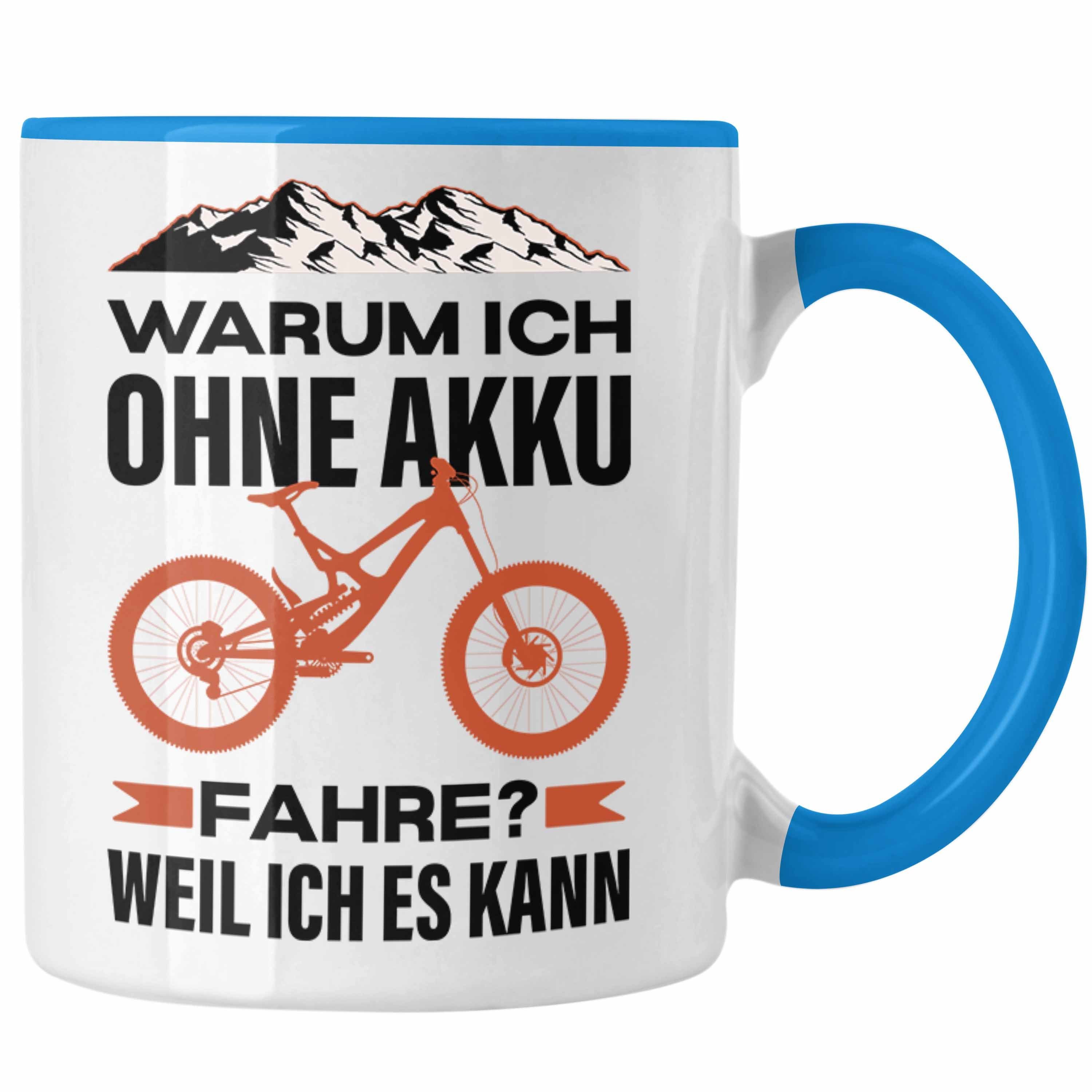 Trendation Tasse Trendation - Fahrradfahrer Geschenk Tasse mit Spruch Rennrad Mountainbike Geschenkidee Radfahrer Lustig Blau