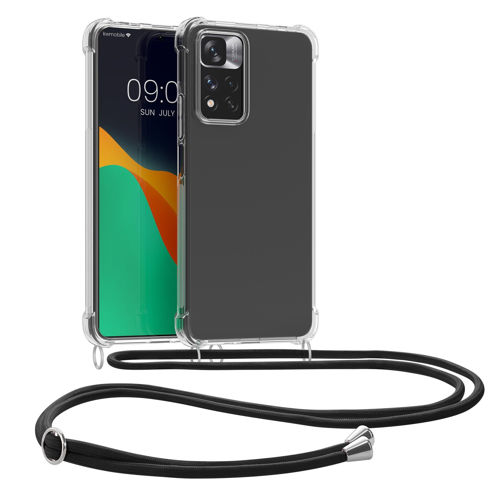 kwmobile Etui Necklace Case für Xiaomi Redmi Note 11 Pro+ 5G, Hülle Silikon mit Handykette - Band Handyhülle