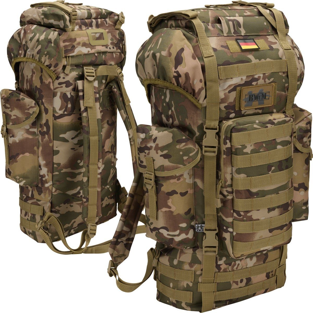 BWuM Daypack BWuM Bundeswehr Kampfrucksack Molle 65L + Patch & Flagge