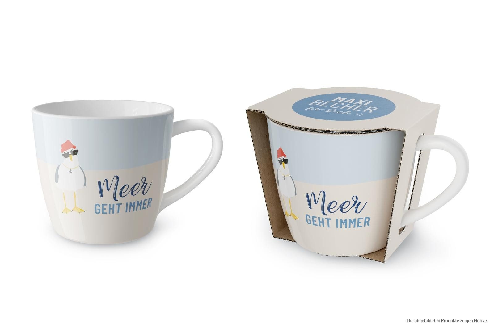 La Vida Tasse Kaffeetasse Tee Kaffee Tasse Maxi-Becher 0,4l Geschenk la vida "Möwe", Material: Porzellan