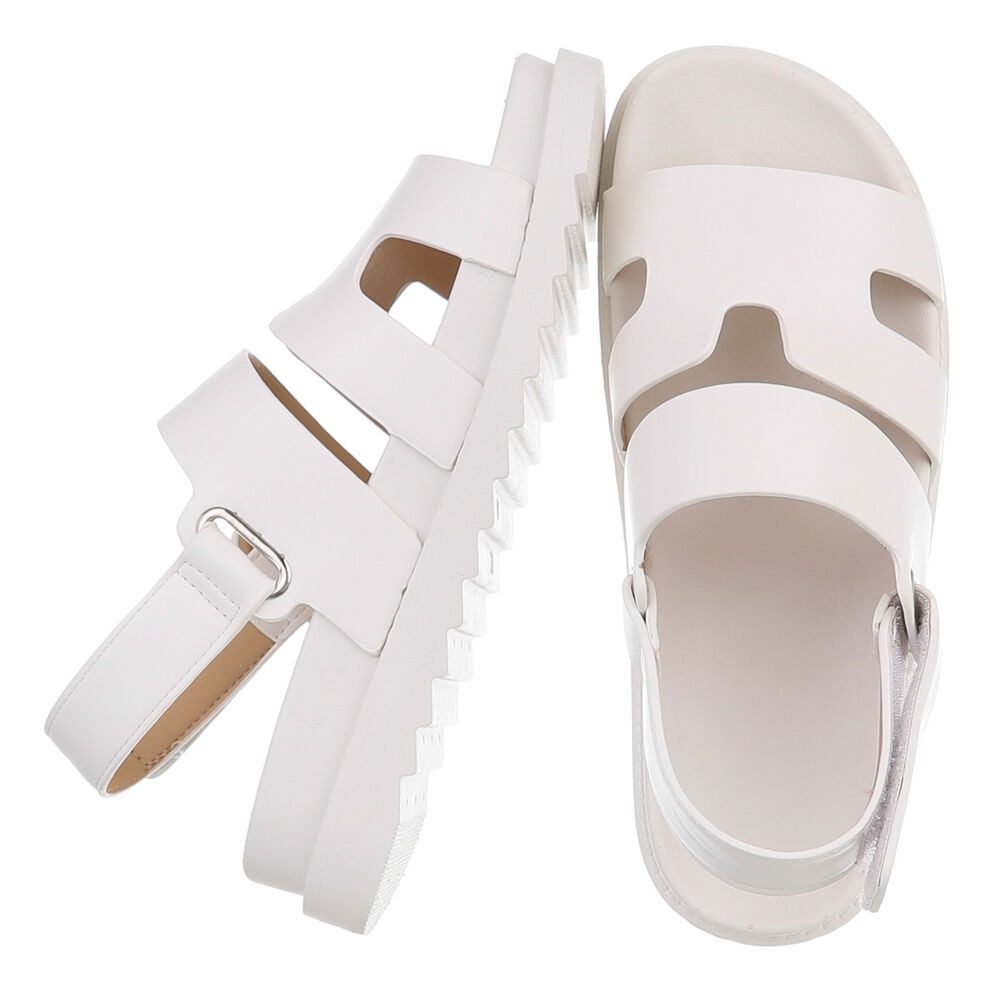 Ital-Design Bequeme Damen Sandalen mit verstellbarem Riemen Riemchensandalette (91512327) Keilabsatz/Wedge Keilsandaletten in Weiß