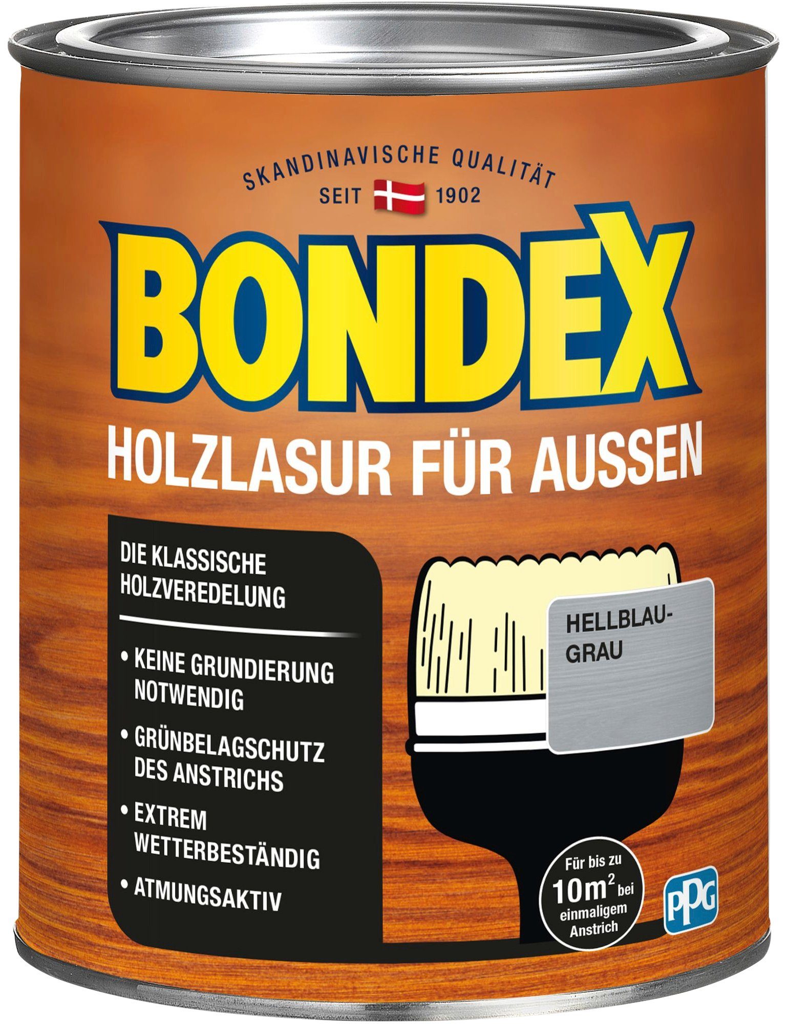 Bondex Holzschutzlasur Holzverkleidung, Wetterschutz Hellblau-Grau in versch. Farbtönen HOLZLASUR FÜR atmungsaktiv, AUSSEN