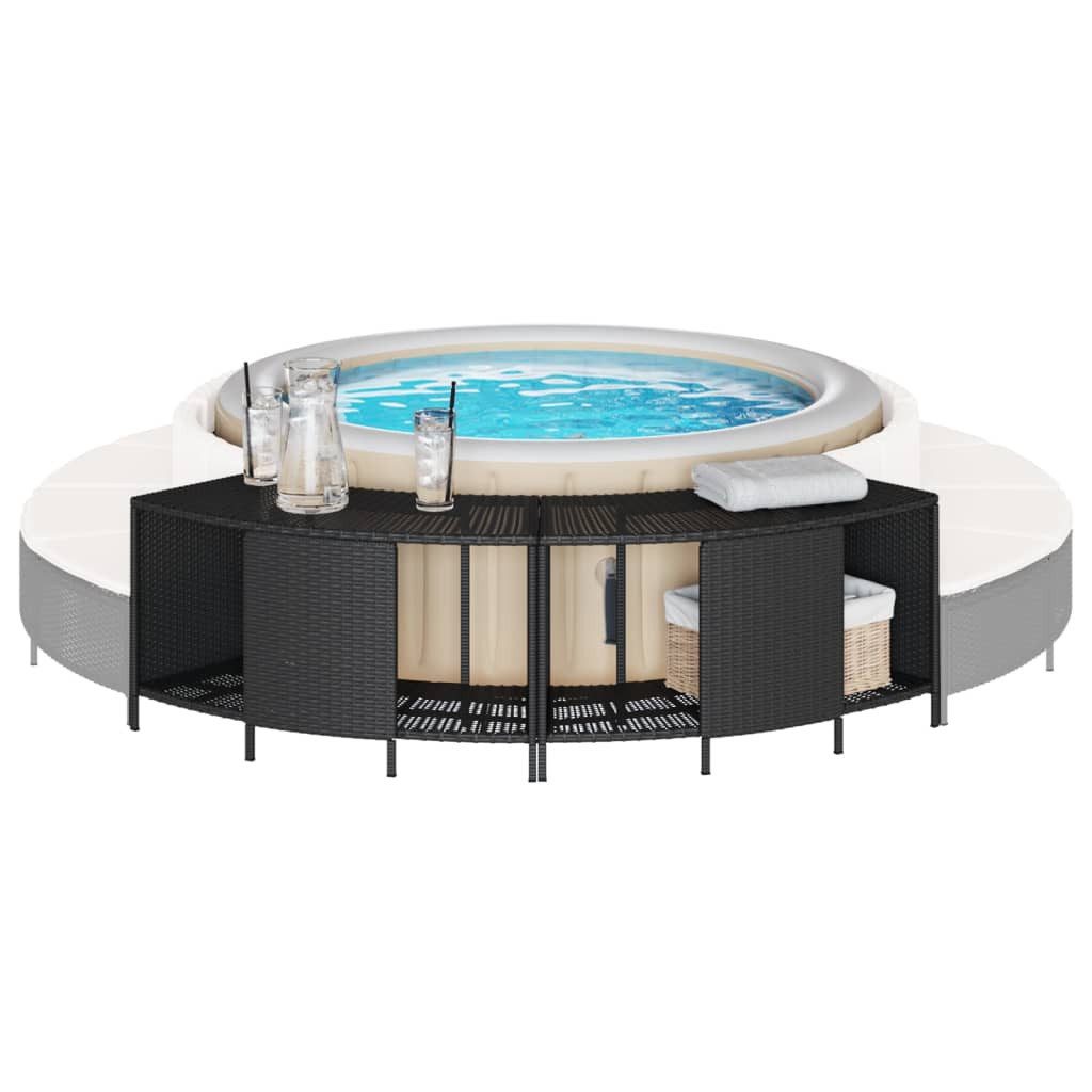 vidaXL Regal, Outdoor-Regale für Whirlpool 2 Stk. Schwarz Poly Rattan