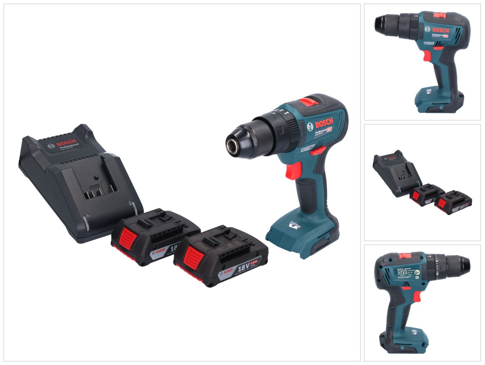Bosch Professional Akku-Schlagbohrschrauber GSB 18V-55 Professional 18 V 55 Nm Brushless + 2x Akku 2,0 Ah